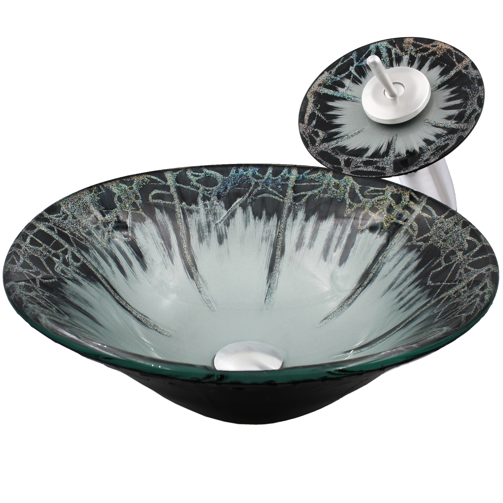 Artsy Hand Painted Textured Glass Bath Sink Combo Series NSFC-G19012001