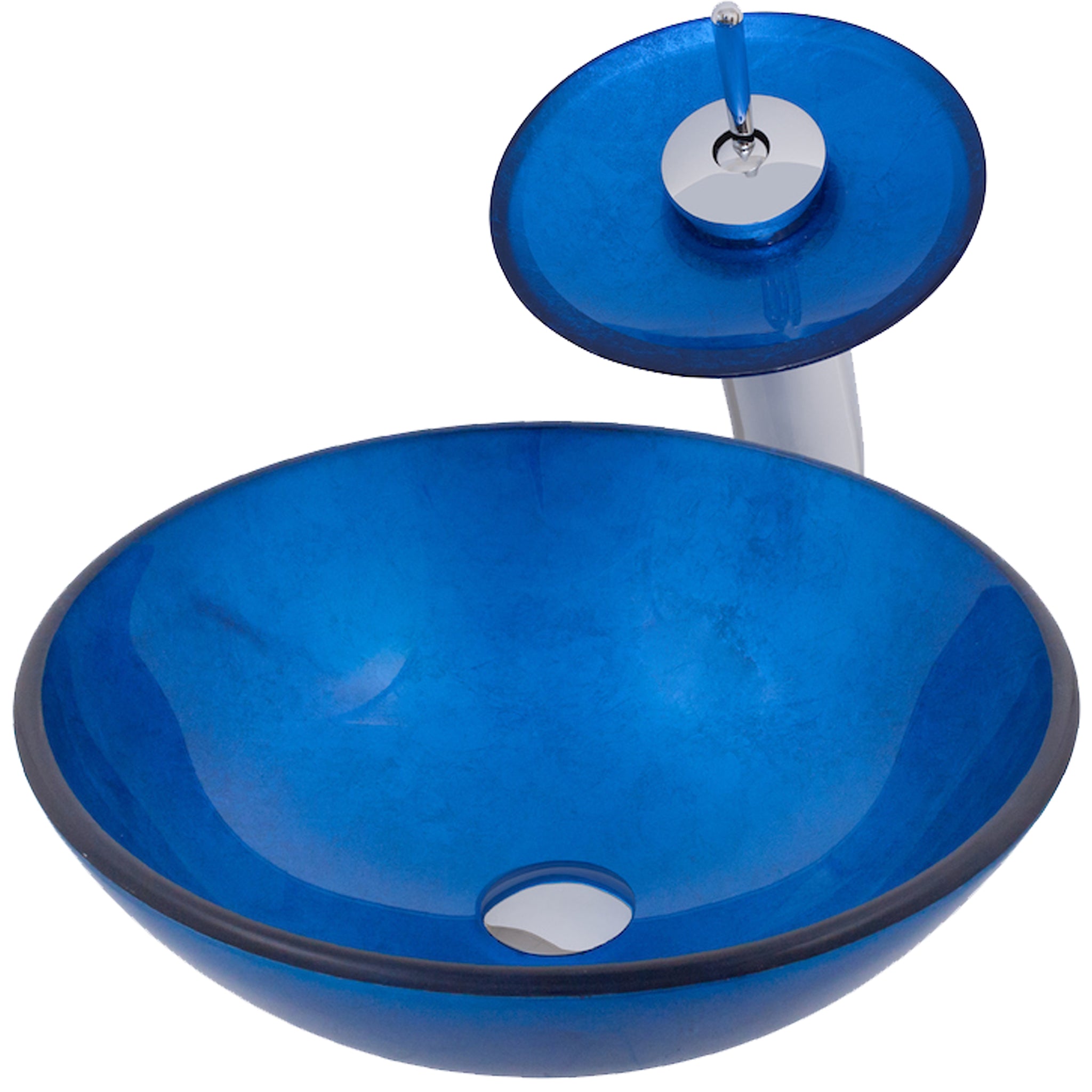 Round Blue Foiled Glass Bathroom Sink Combo Series NSFC-S132001 — image 1