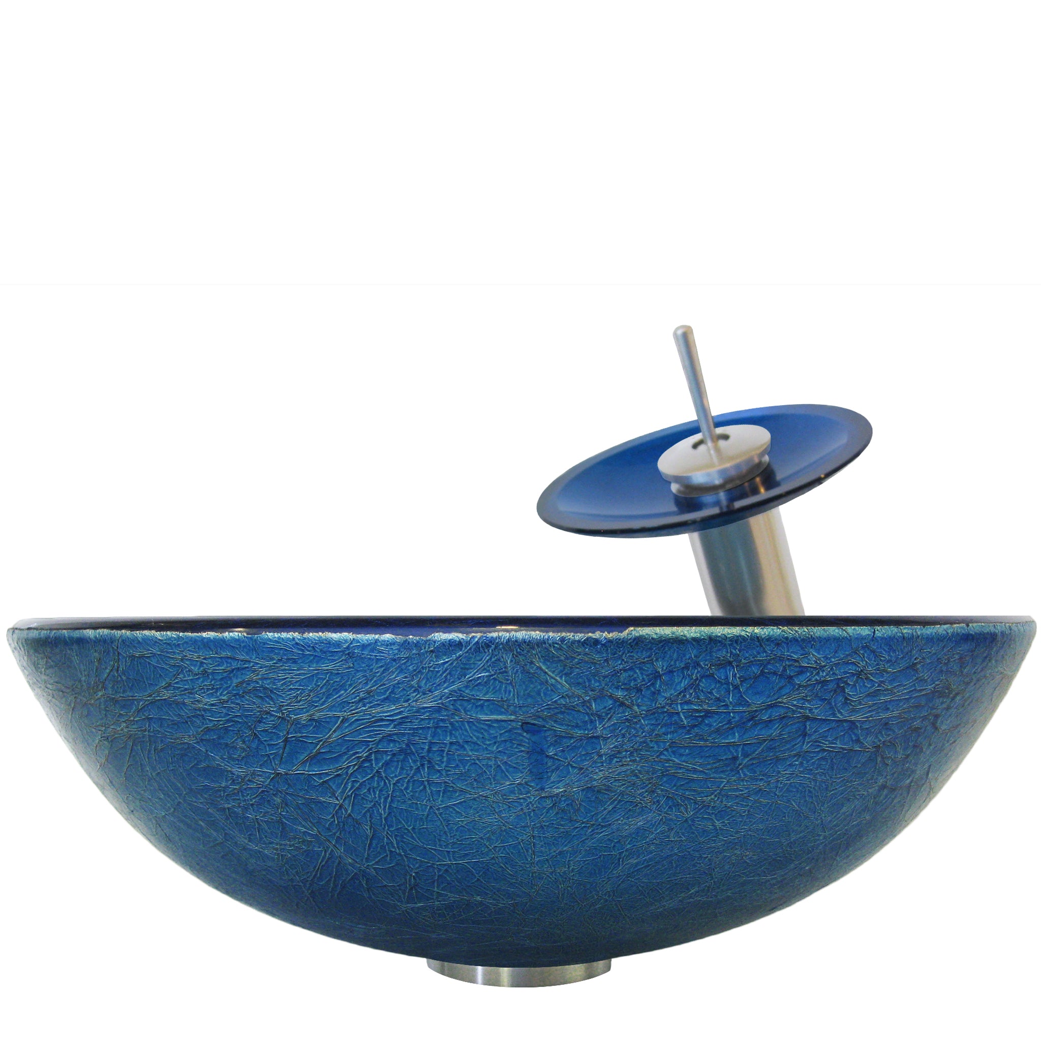 Round Blue Foiled Glass Bathroom Sink Combo Series NSFC-S132001 — thumbnail 2