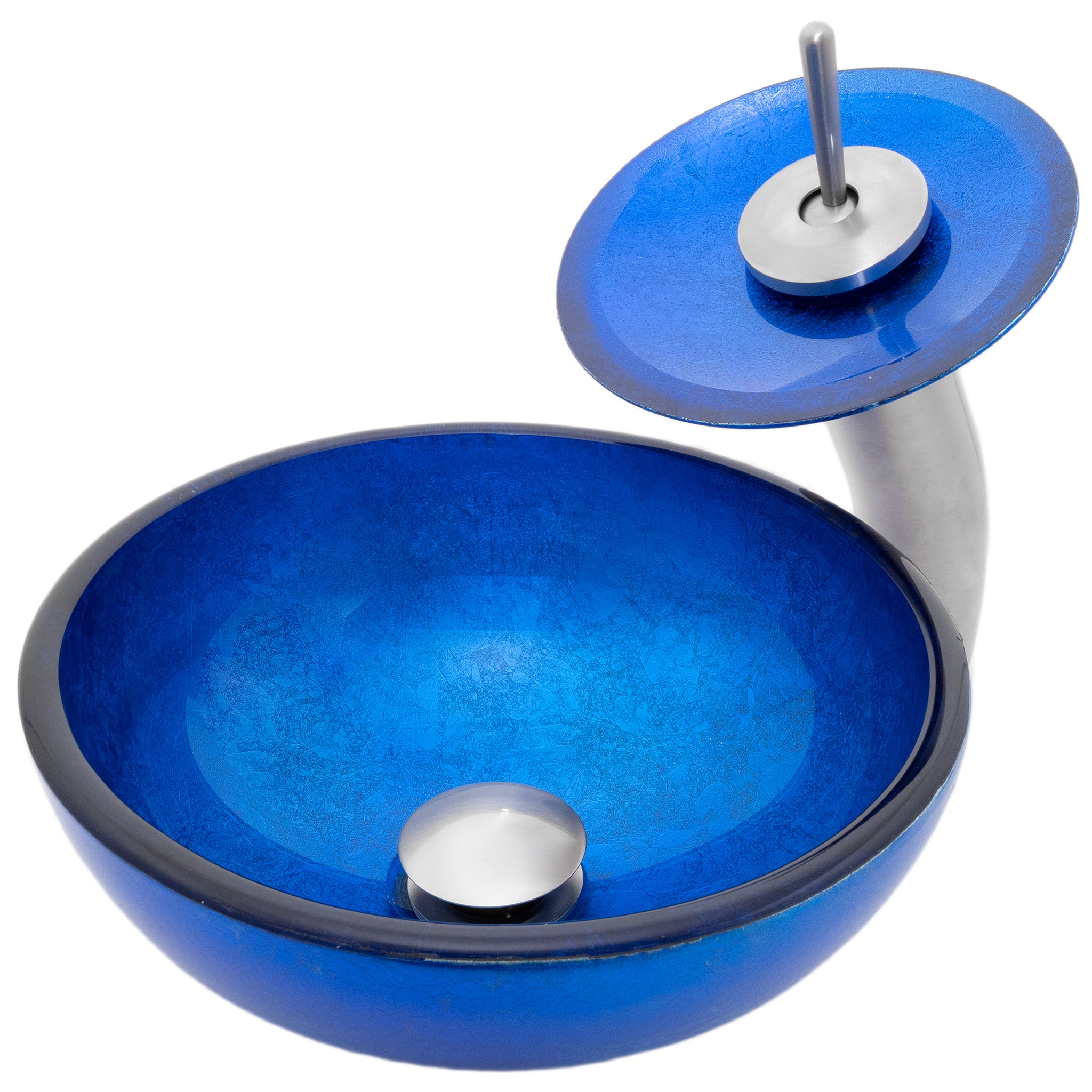 Mini 12" Blue Foiled Glass Vessel Sink Combo Series NSFC-S132-1217003 — image 1
