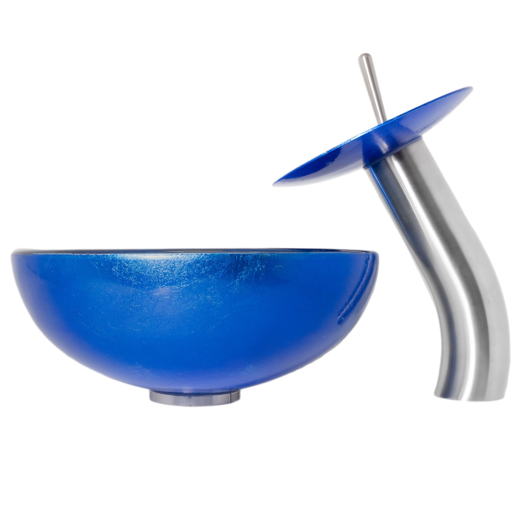 Mini 12" Blue Foiled Glass Vessel Sink Combo Series NSFC-S132-1217003 — thumbnail 3