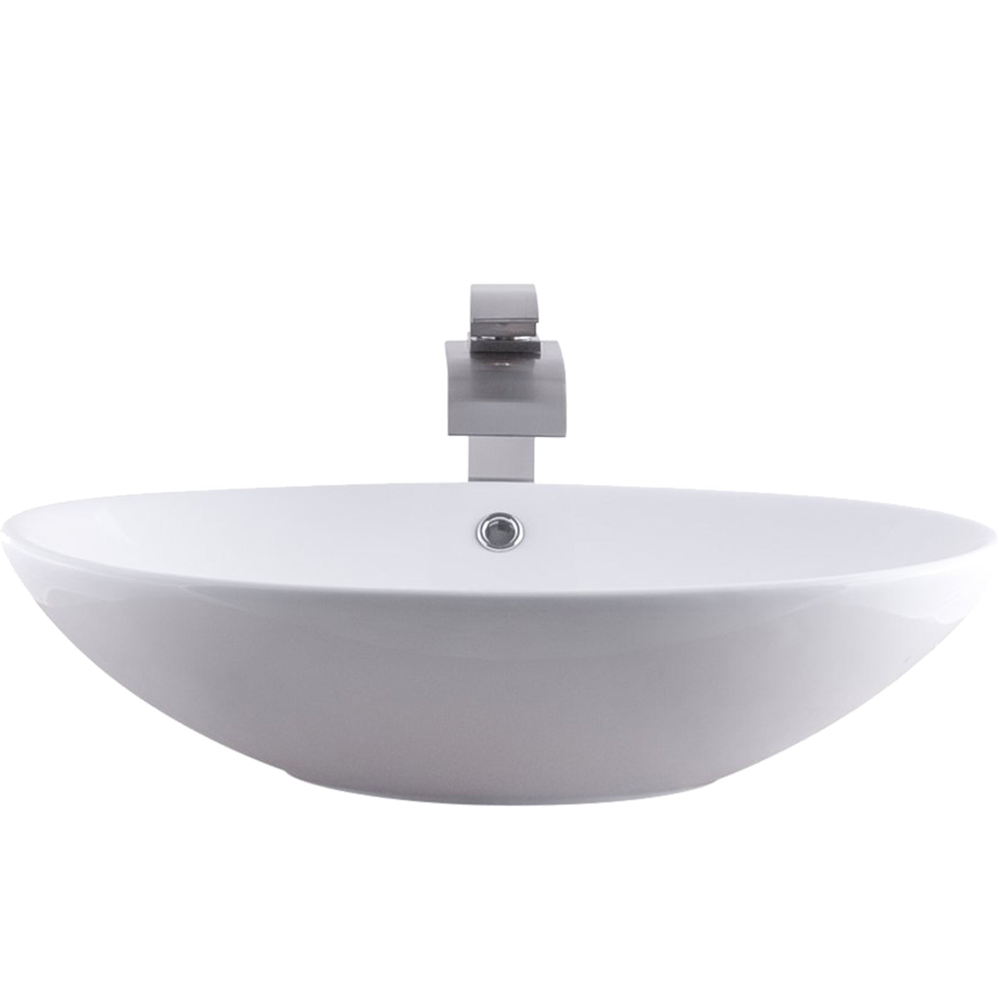 Oval White Porcelain Vessel Bathroom Sink Combo NSFC-V07W136 Series — thumbnail 2