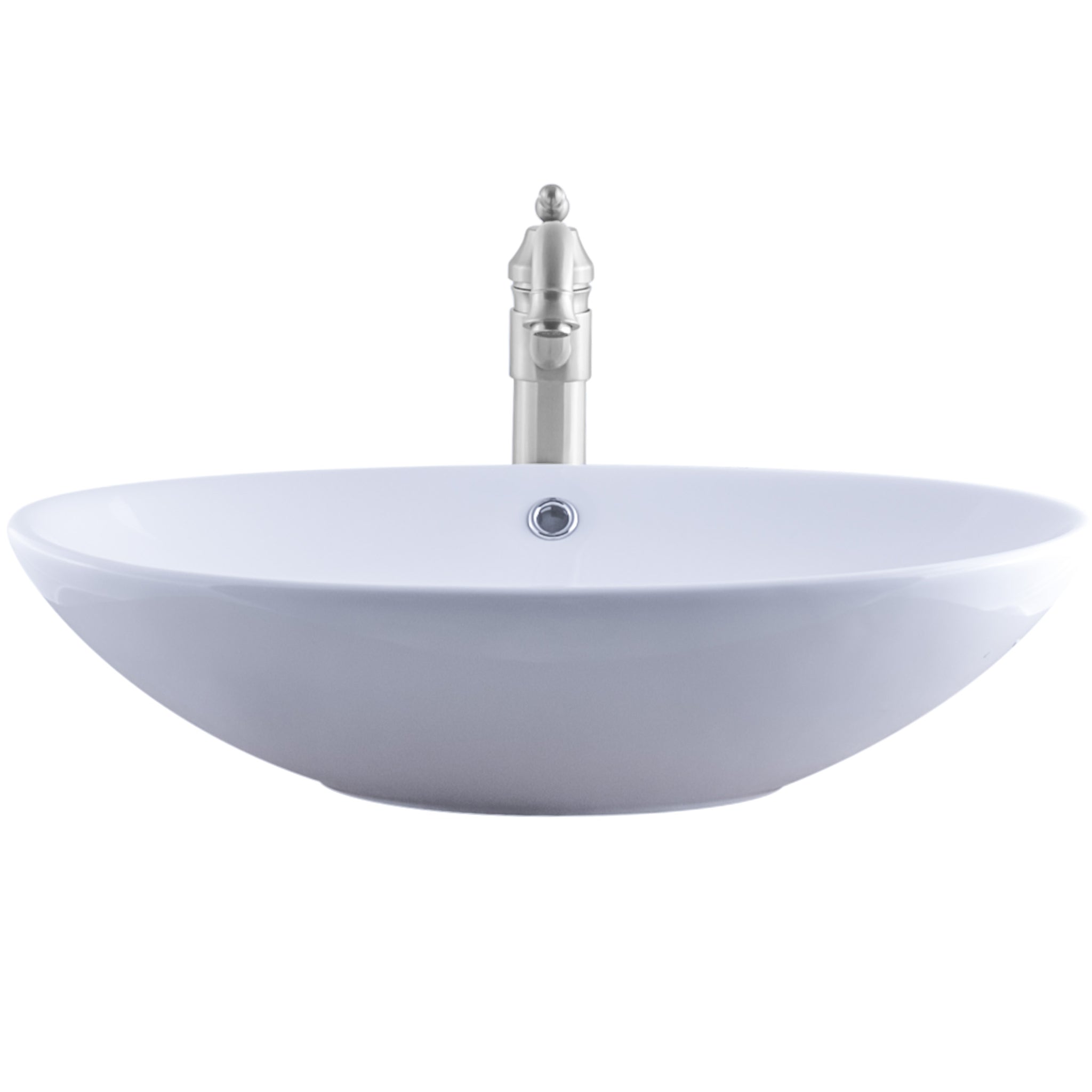 Oval White Ceramic Vessel Sink with Faucet Combo Series NSFC-V07W359 — thumbnail 3