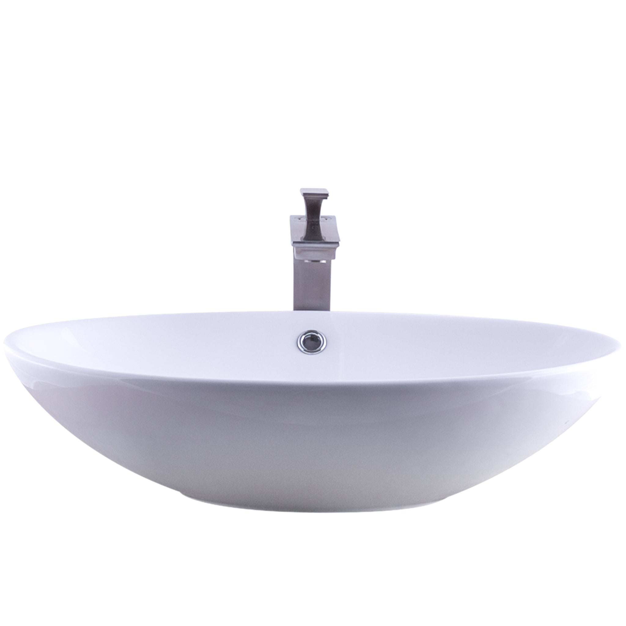 Oval White Porcelain Vessel Bathroom Sink Combo NSFC-V07W368BN — thumbnail 3