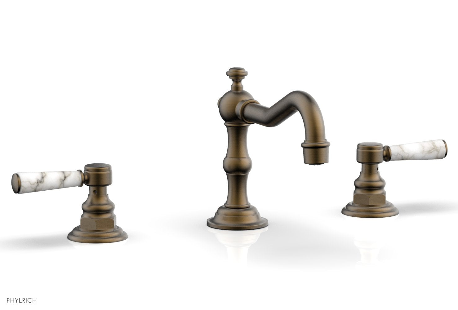 HENRI Widespread Faucet - White Marble Lever Handles 161-03 — image 1