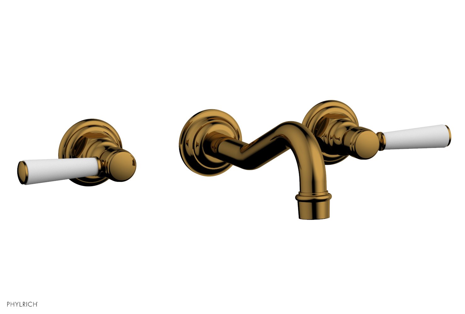 HENRI Wall Lavatory Set - Satin White Lever Handles 161-12