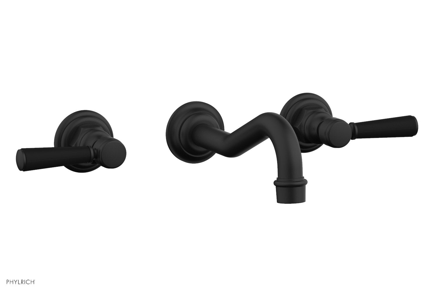 HENRI Wall Lavatory Set - Satin Black Lever Handles 161-12 — image 1