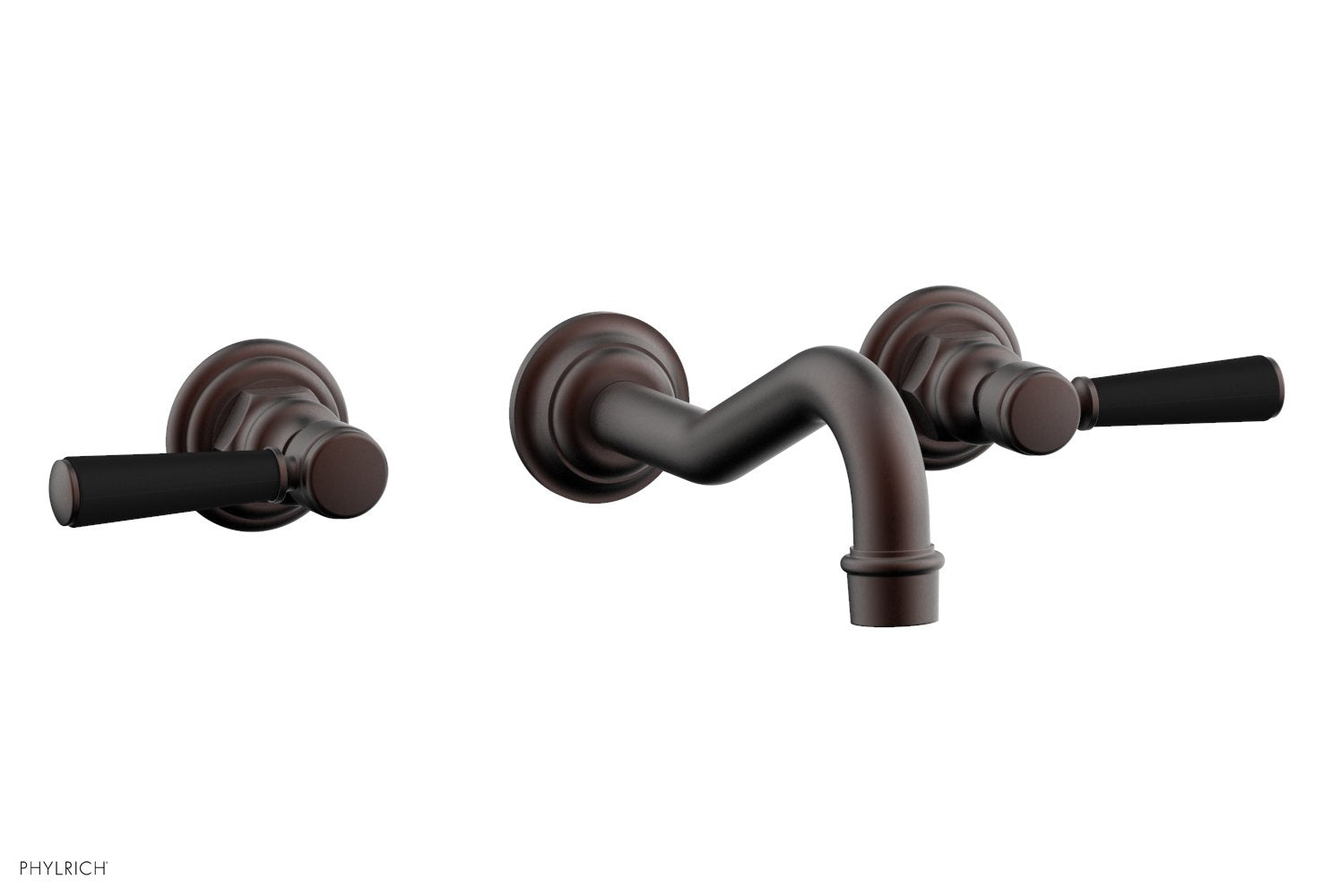 HENRI Wall Lavatory Set - Satin Black Lever Handles 161-12