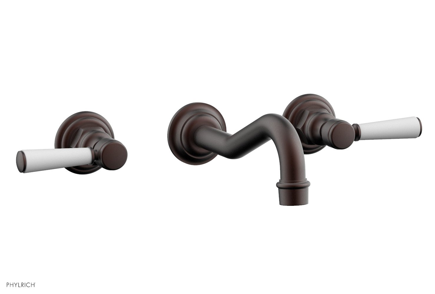 HENRI Wall Lavatory Set - Satin White Lever Handles 161-12