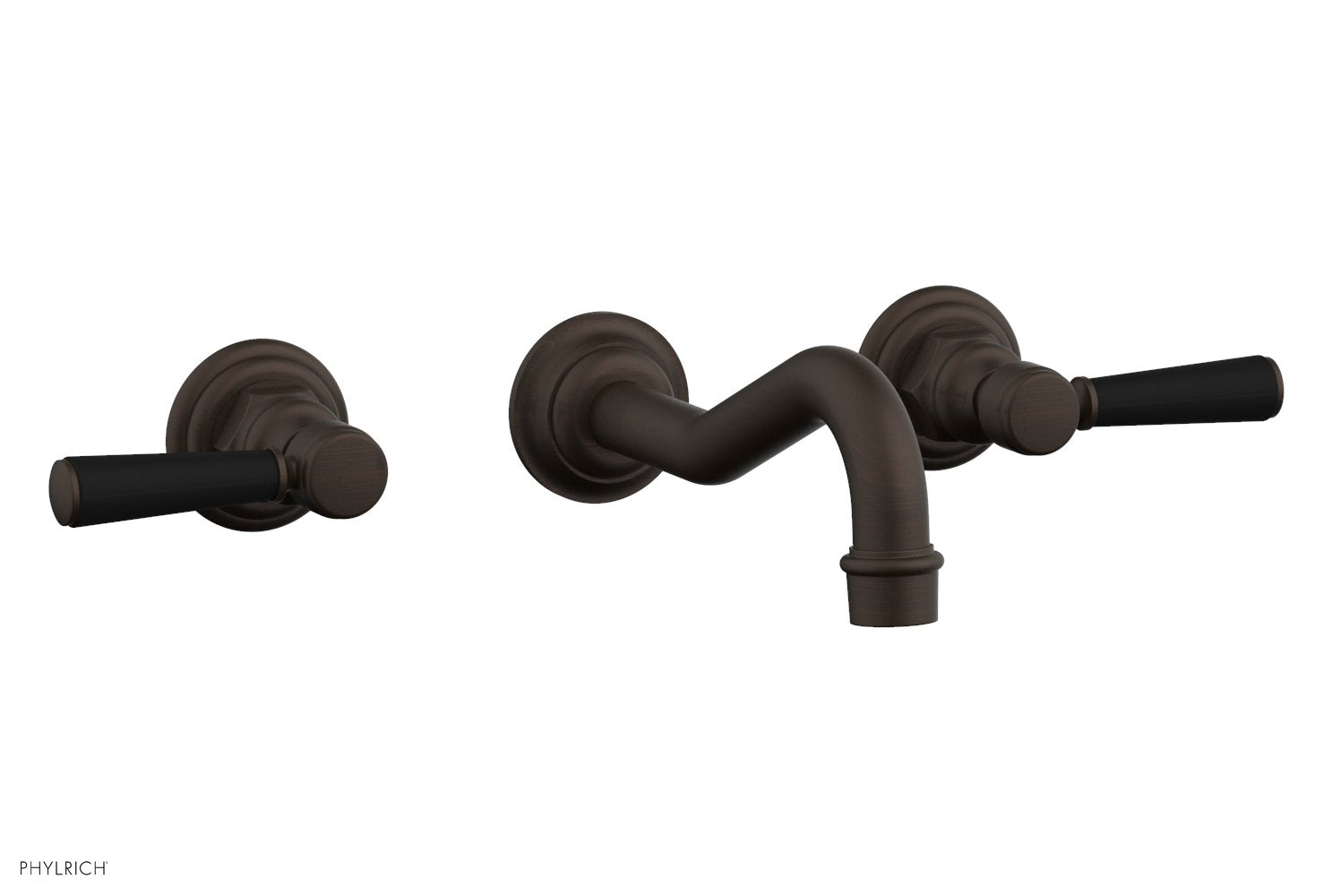 HENRI Wall Lavatory Set - Satin Black Lever Handles 161-12