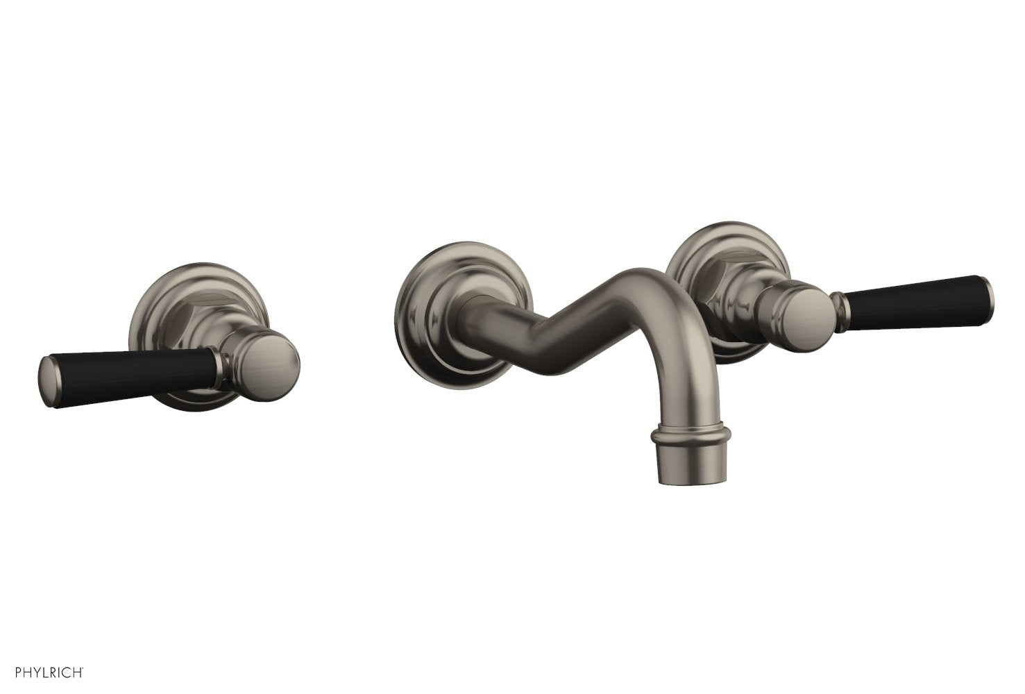 HENRI Wall Lavatory Set - Satin Black Lever Handles 161-12