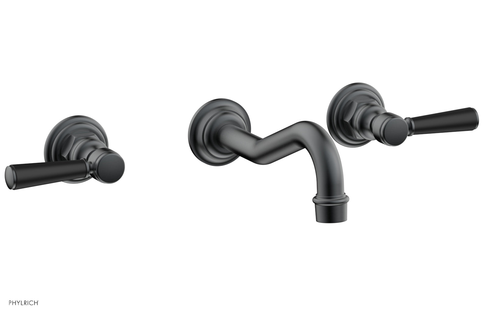 HENRI Wall Lavatory Set - Satin Black Lever Handles 161-12