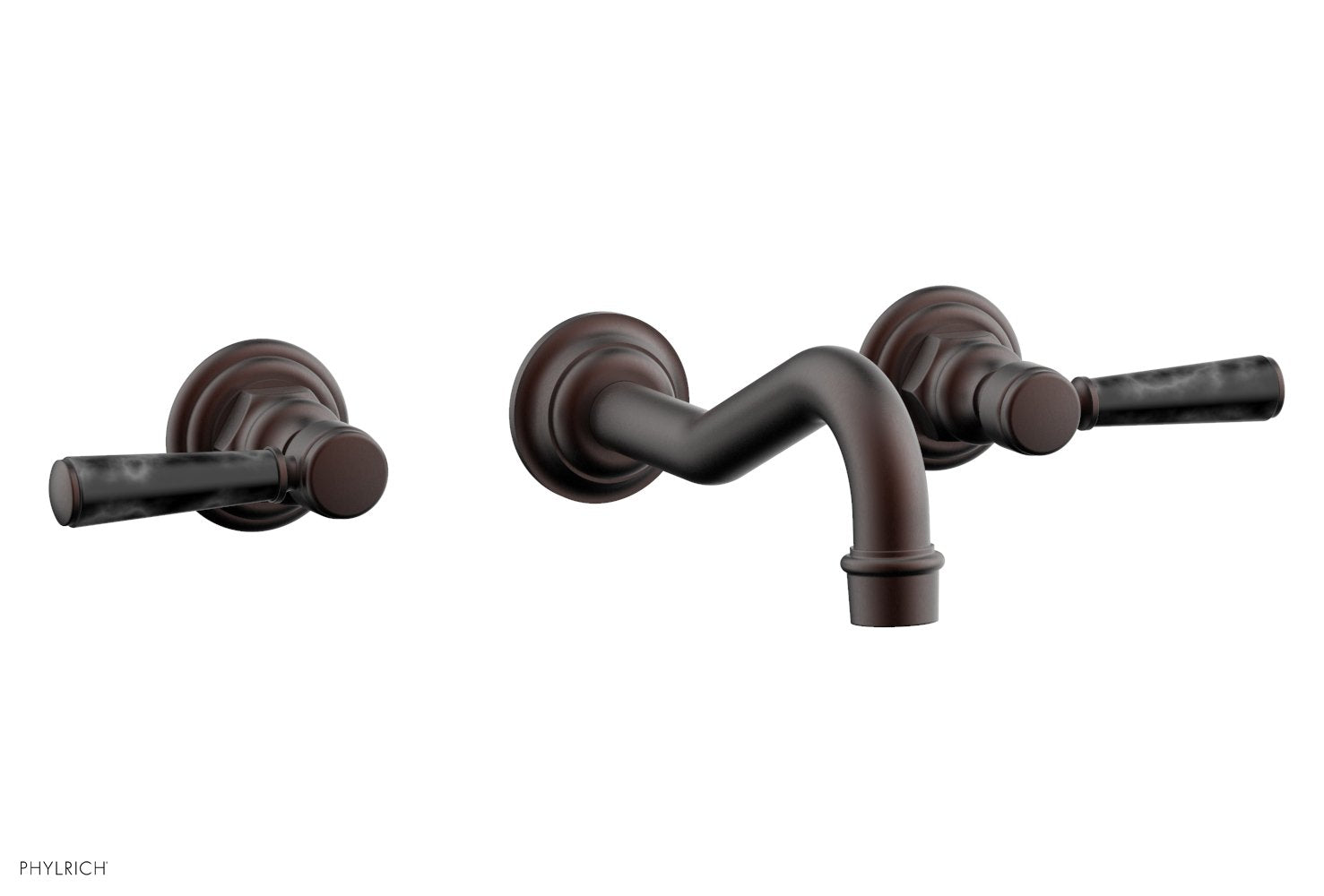 HENRI Wall Lavatory Set - Black Marble Lever Handles 161-13