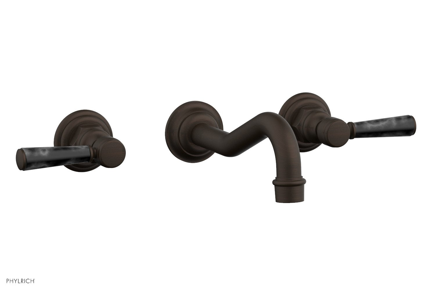 HENRI Wall Lavatory Set - Black Marble Lever Handles 161-13
