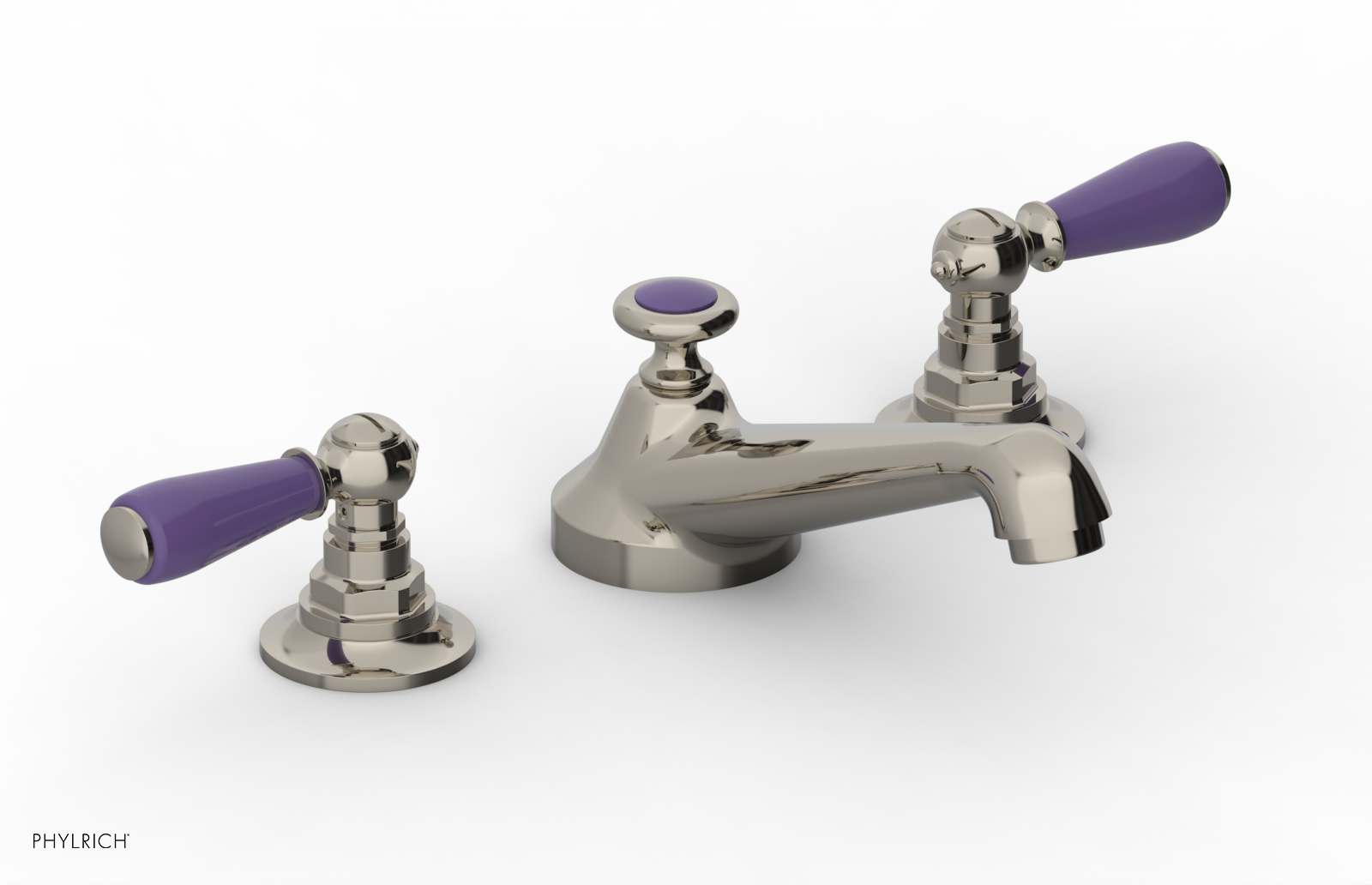 JAMESTOWN Widespread Faucet - Low Spout - Lever Handle with "Purple" Accents 165-02 — thumbnail 3