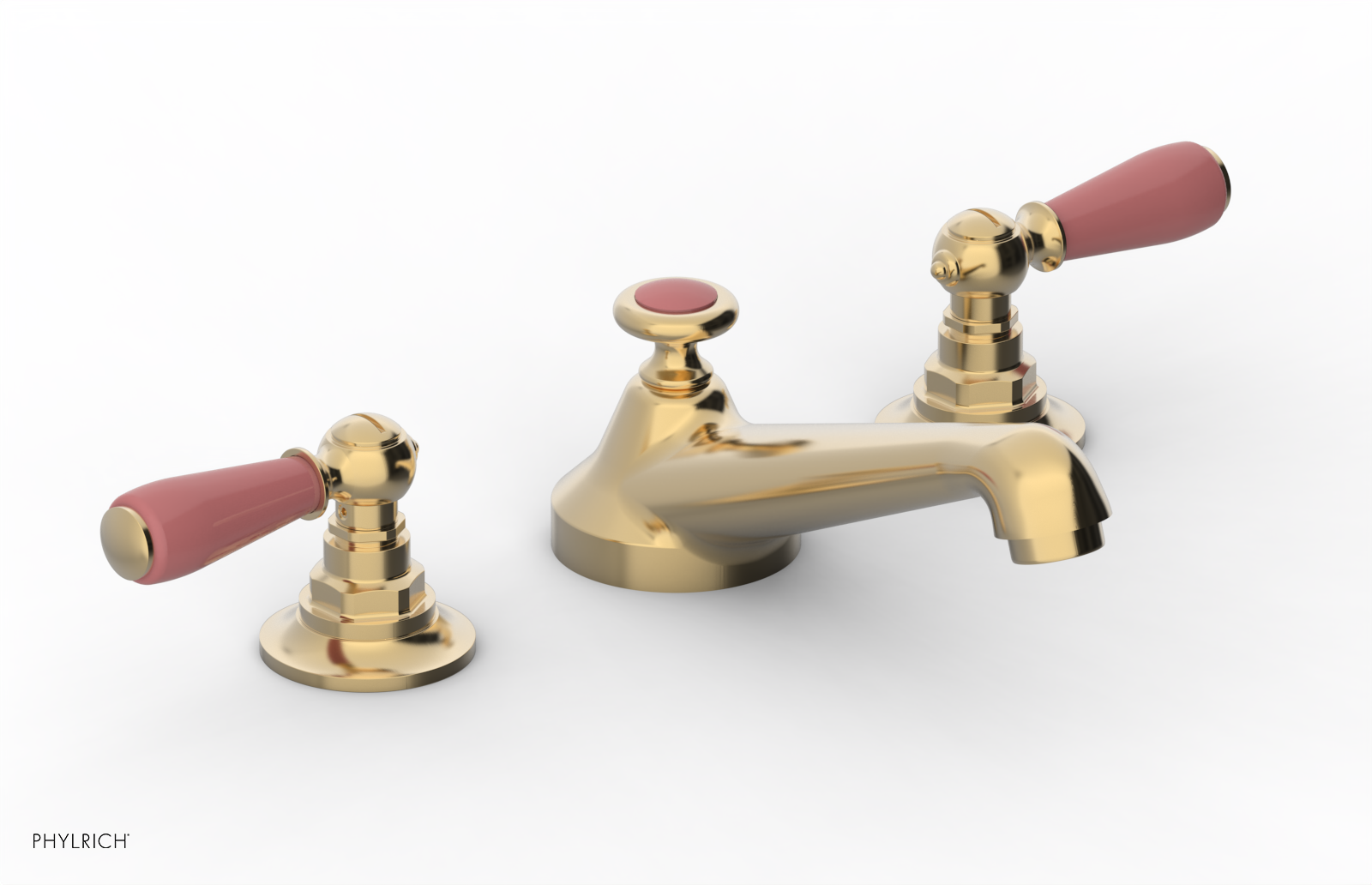 JAMESTOWN Widespread Faucet - Low Spout - Lever Handle with "Pink" Accents 165-02 — thumbnail 2