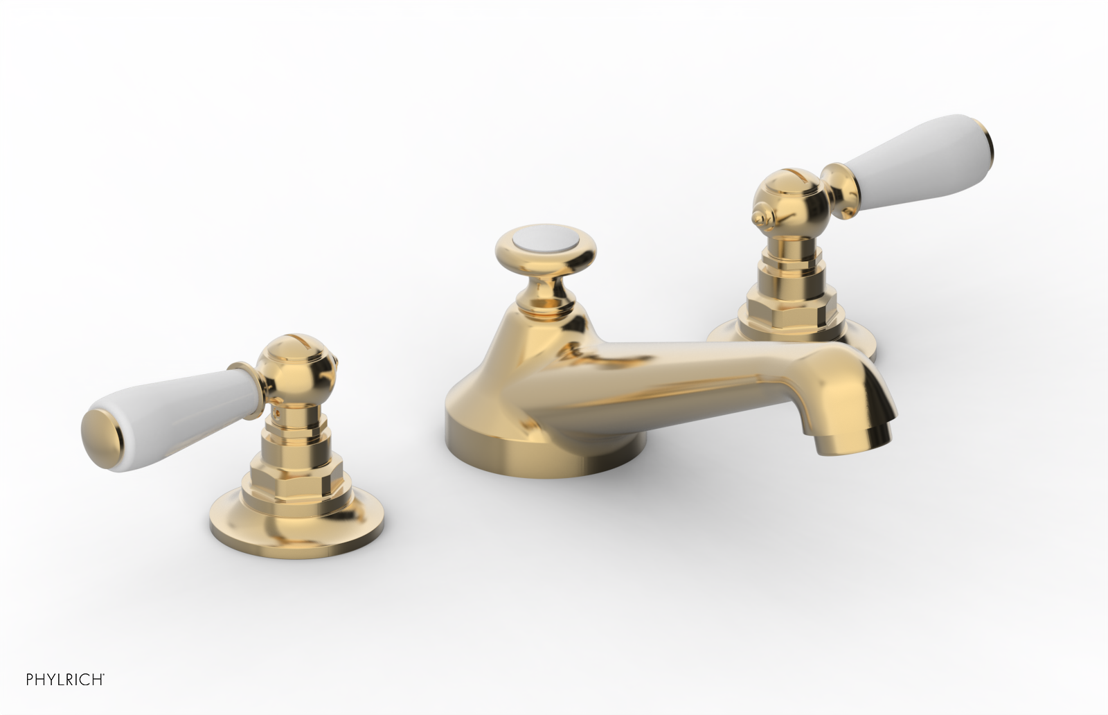 JAMESTOWN Widespread Faucet - Low Spout - Lever Handle with "White" Accents 165-02 — thumbnail 3