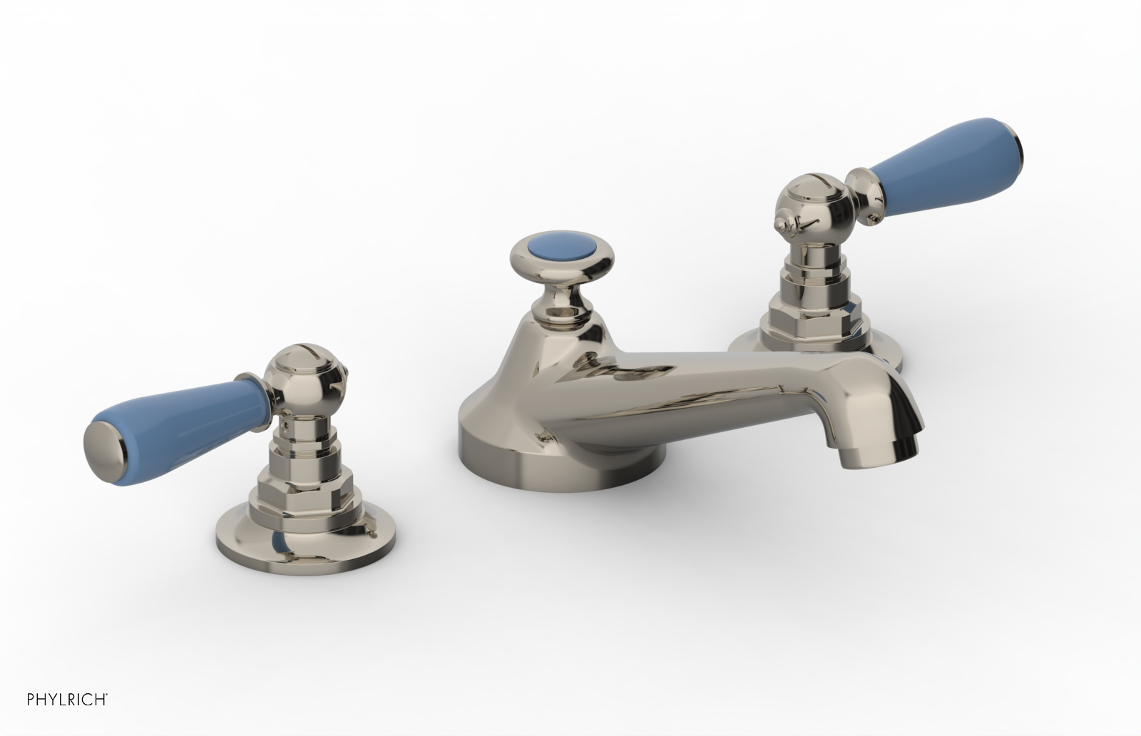 JAMESTOWN Widespread Faucet - Low Spout - Lever Handle with "Light Blue" Accents 165-02 — thumbnail 2