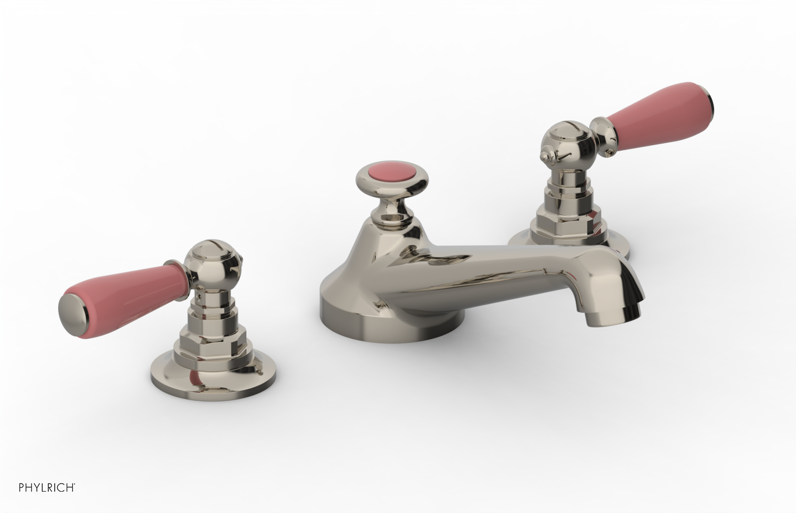 JAMESTOWN Widespread Faucet - Low Spout - Lever Handle with "Pink" Accents 165-02 — image 1