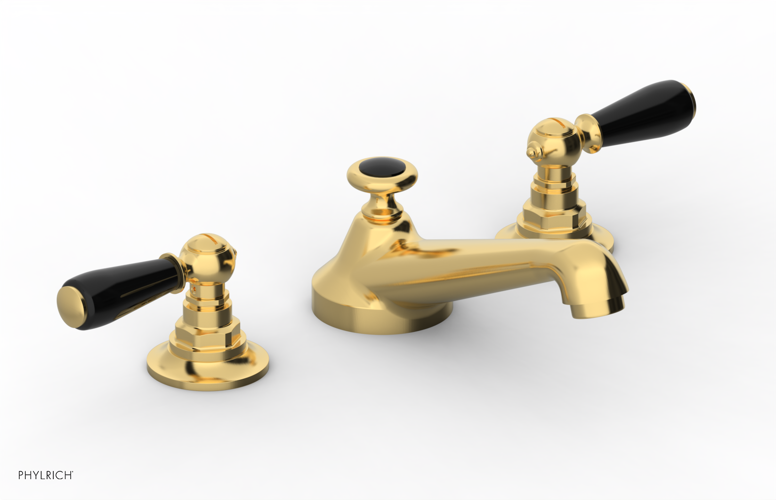 JAMESTOWN Widespread Faucet - Low Spout - Lever Handle with "Black" Accents 165-02 — thumbnail 2