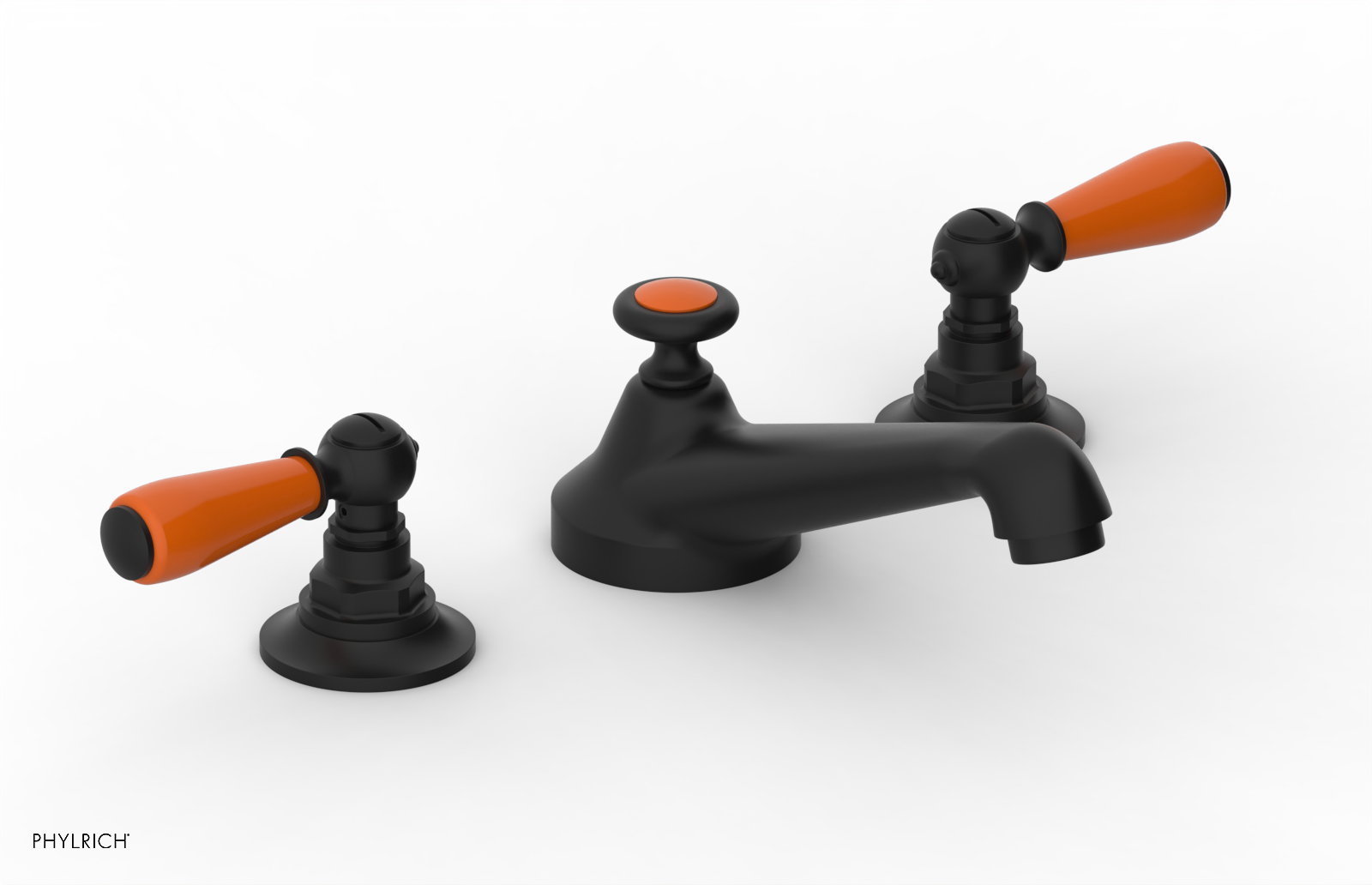 JAMESTOWN Widespread Faucet - Low Spout - Lever Handle with "Orange" Accents 165-02 — image 1