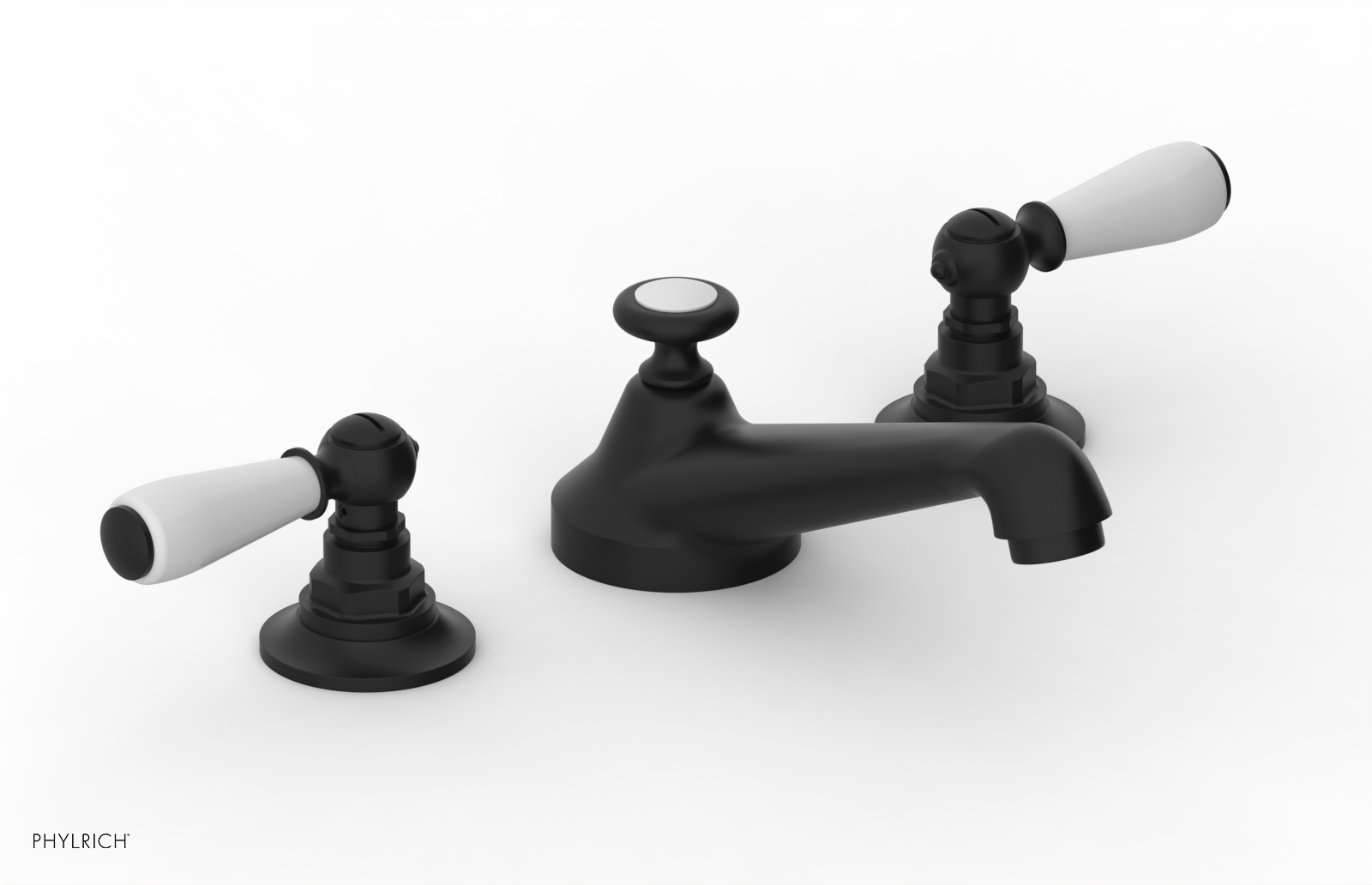 JAMESTOWN Widespread Faucet - Low Spout - Lever Handle with "White" Accents 165-02