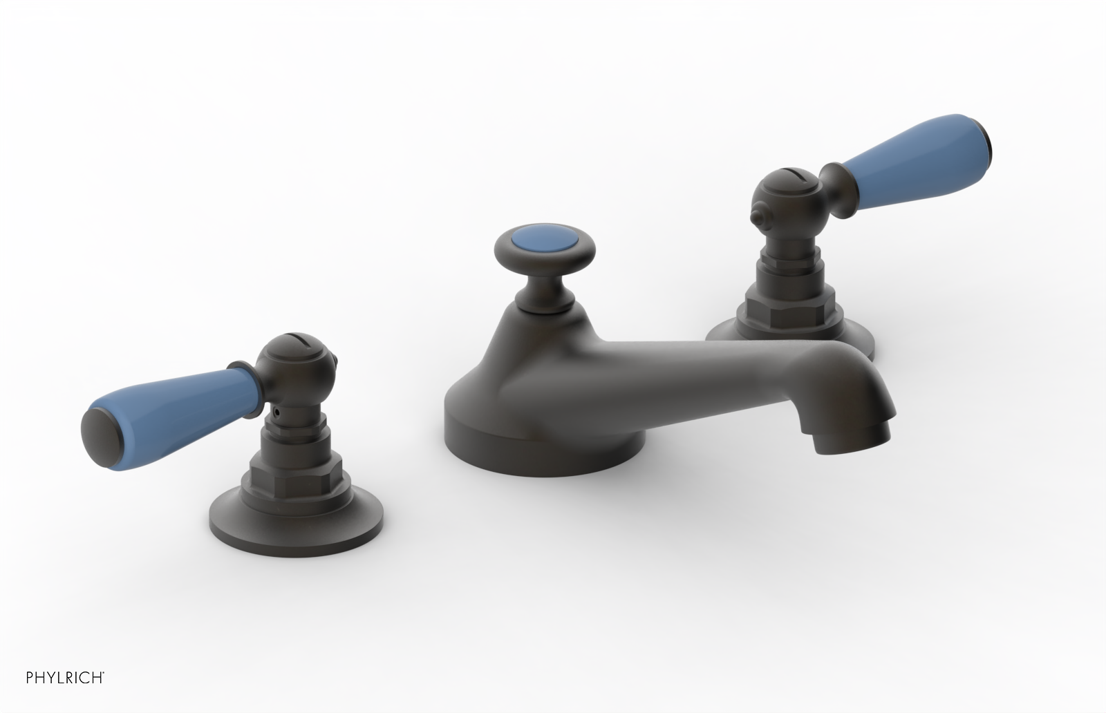 JAMESTOWN Widespread Faucet - Low Spout - Lever Handle with "Light Blue" Accents 165-02 — image 1