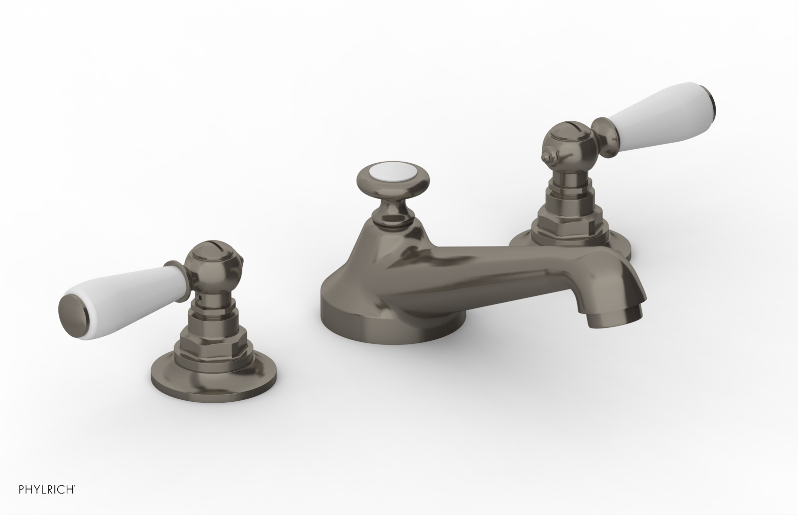 JAMESTOWN Widespread Faucet - Low Spout - Lever Handle with "White" Accents 165-02