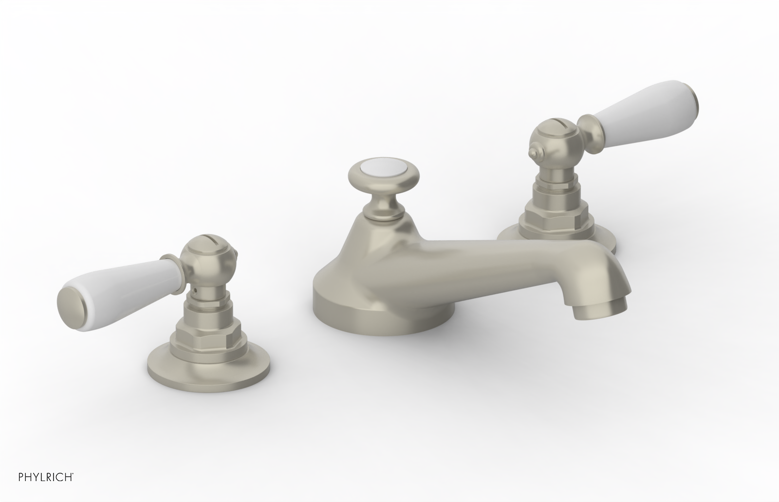 JAMESTOWN Widespread Faucet - Low Spout - Lever Handle with "White" Accents 165-02 — image 1