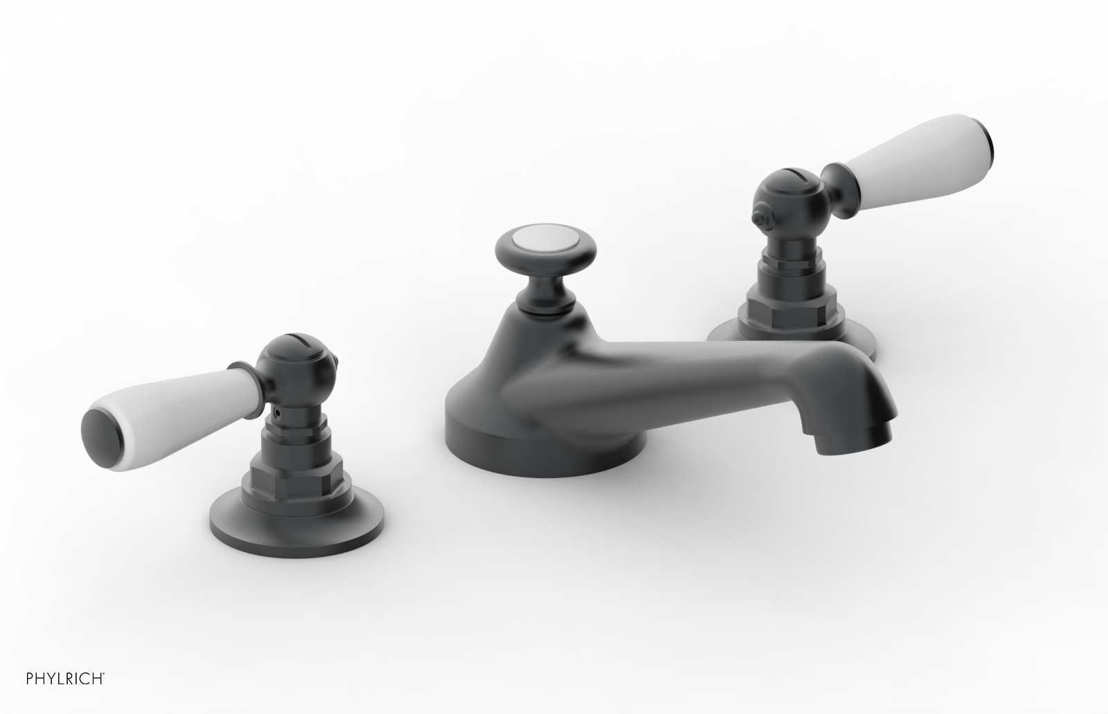 JAMESTOWN Widespread Faucet - Low Spout - Lever Handle with "White" Accents 165-02