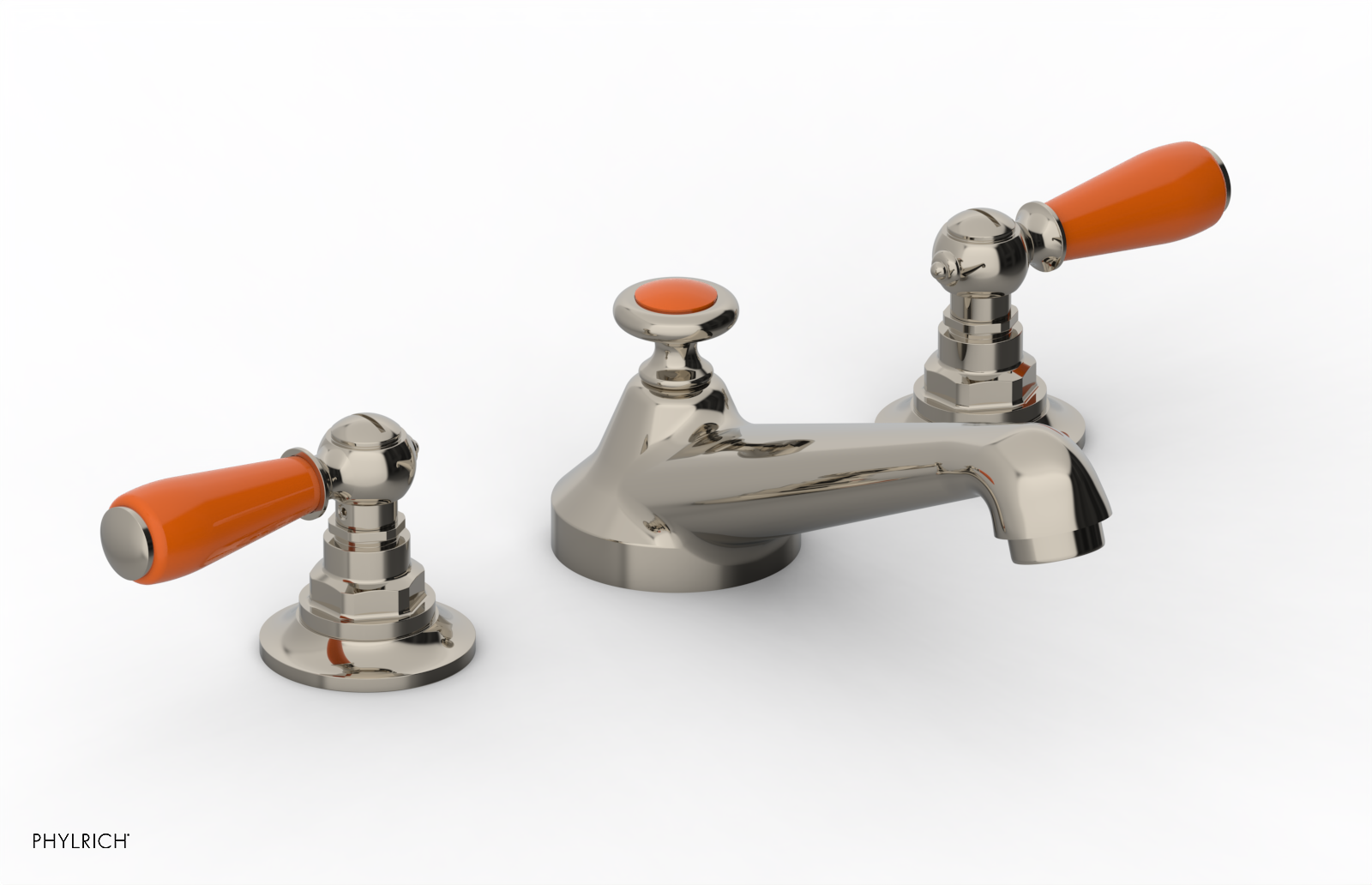 JAMESTOWN Widespread Faucet - Low Spout - Lever Handle with "Orange" Accents 165-02 — thumbnail 3