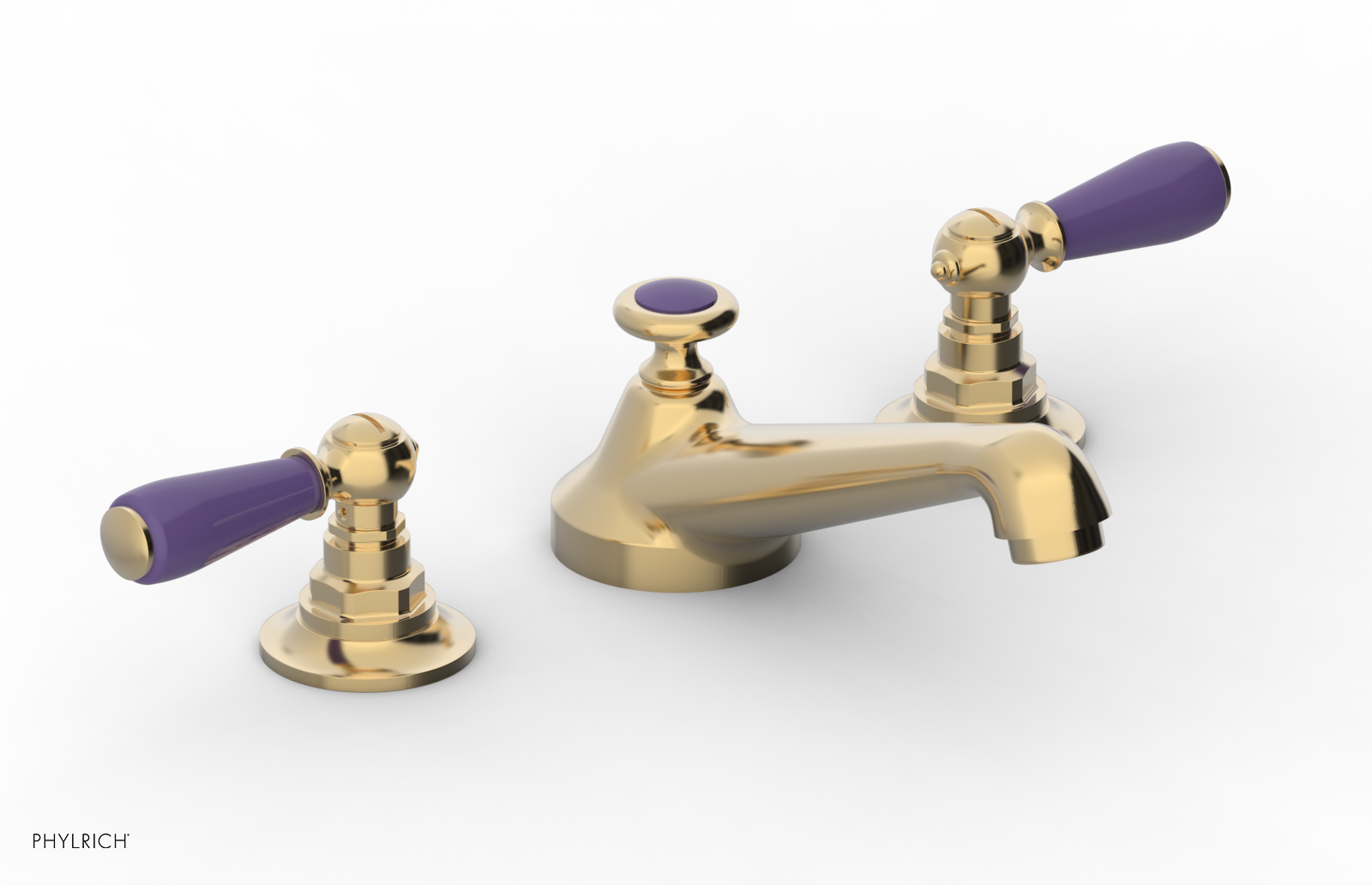 JAMESTOWN Widespread Faucet - Low Spout - Lever Handle with "Purple" Accents 165-02 — thumbnail 2