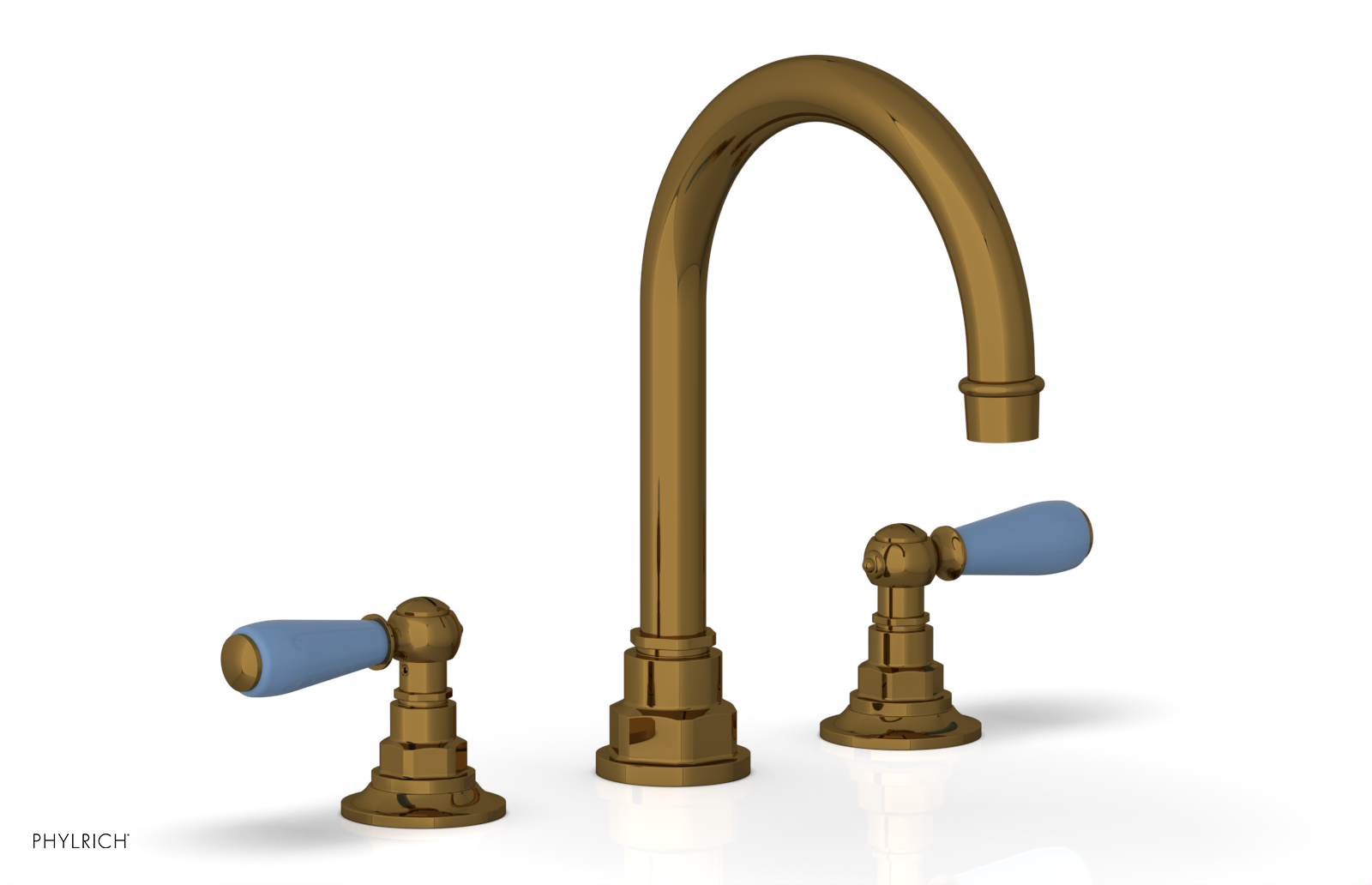 JAMESTOWN Widespread Faucet - High Spout - Lever Handle with "Light Blue" Accents 165-04