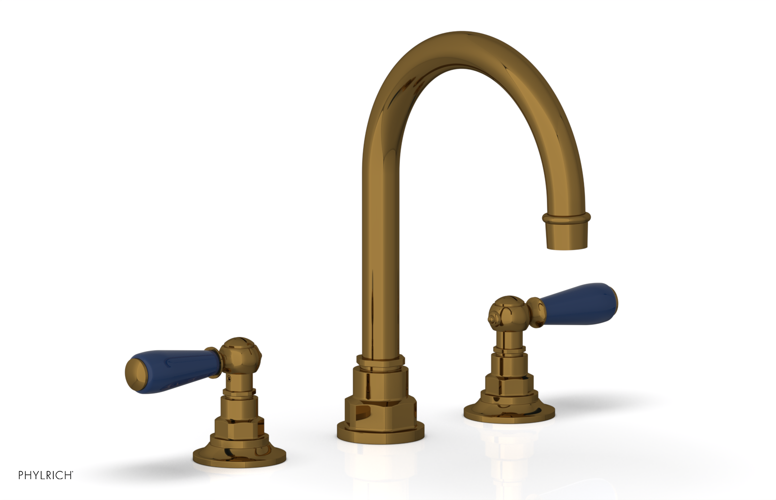 JAMESTOWN Widespread Faucet - High Spout - Lever Handle with "Navy Blue" Accents 165-04