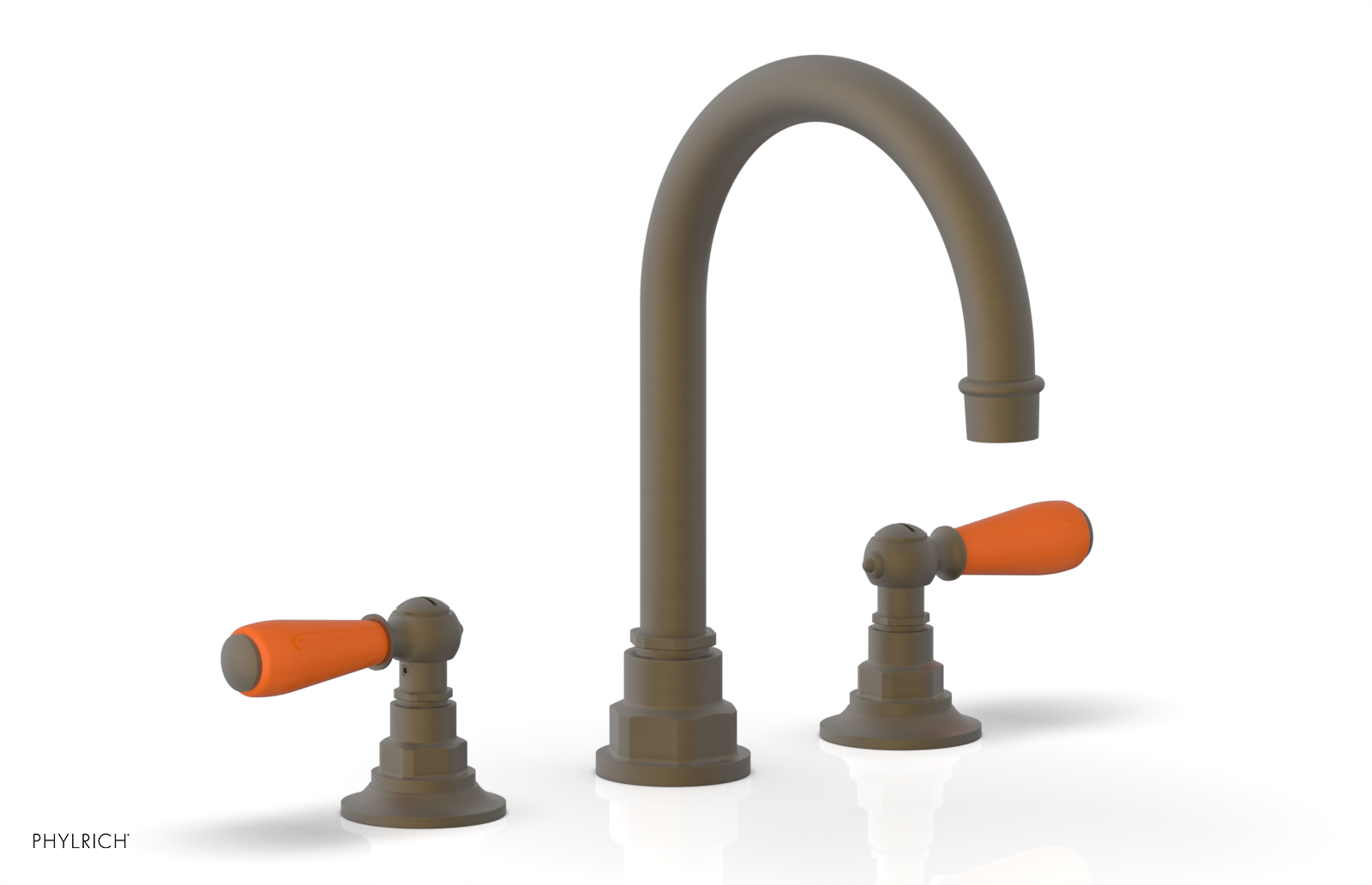 JAMESTOWN Widespread Faucet - High Spout - Lever Handle with "Orange" Accents 165-04 — image 1