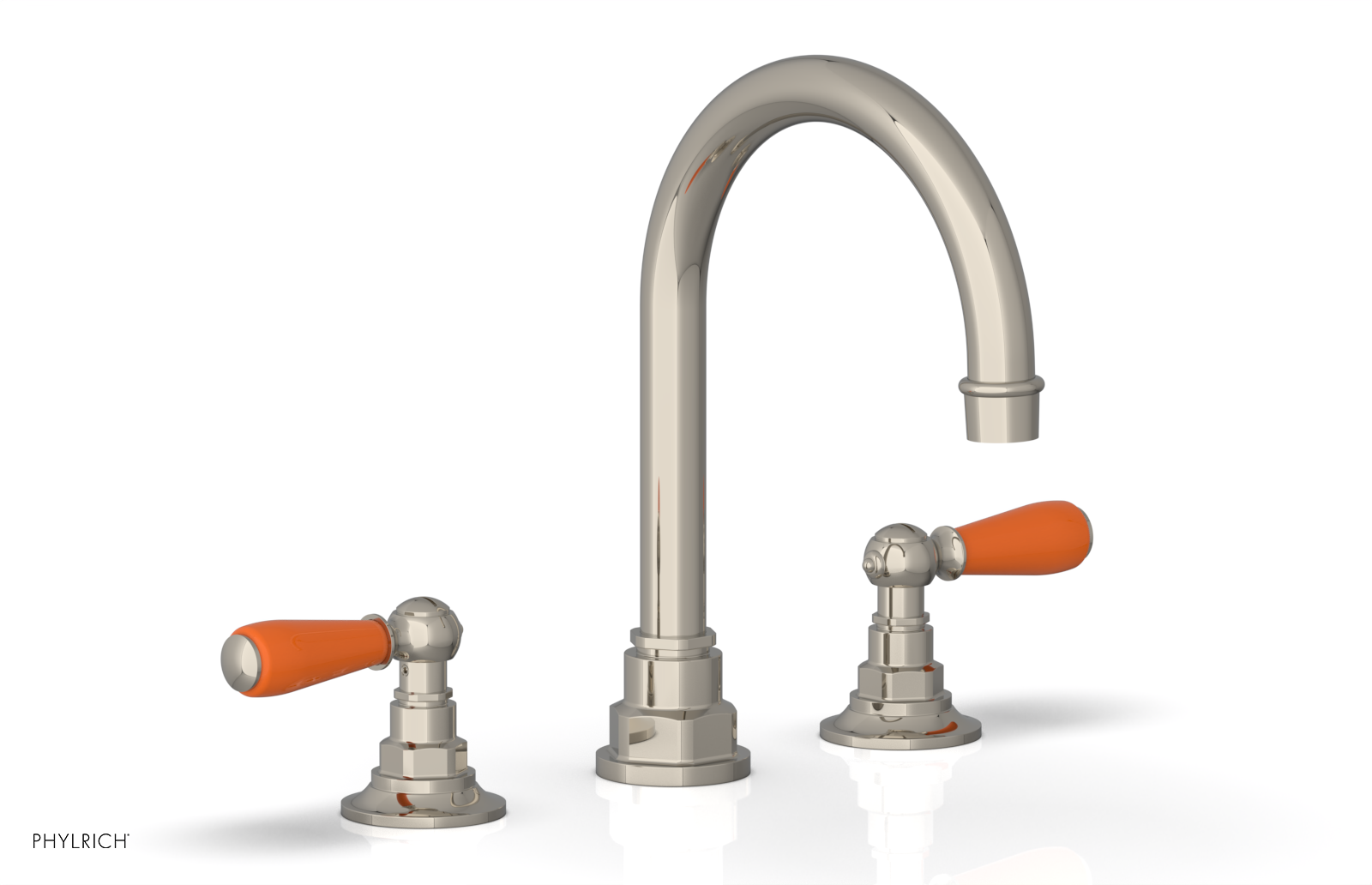 JAMESTOWN Widespread Faucet - High Spout - Lever Handle with "Orange" Accents 165-04 — thumbnail 2
