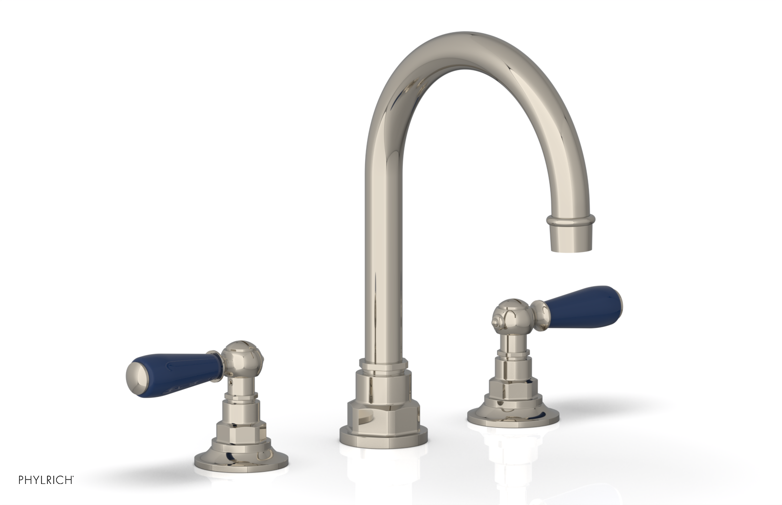 JAMESTOWN Widespread Faucet - High Spout - Lever Handle with "Navy Blue" Accents 165-04
