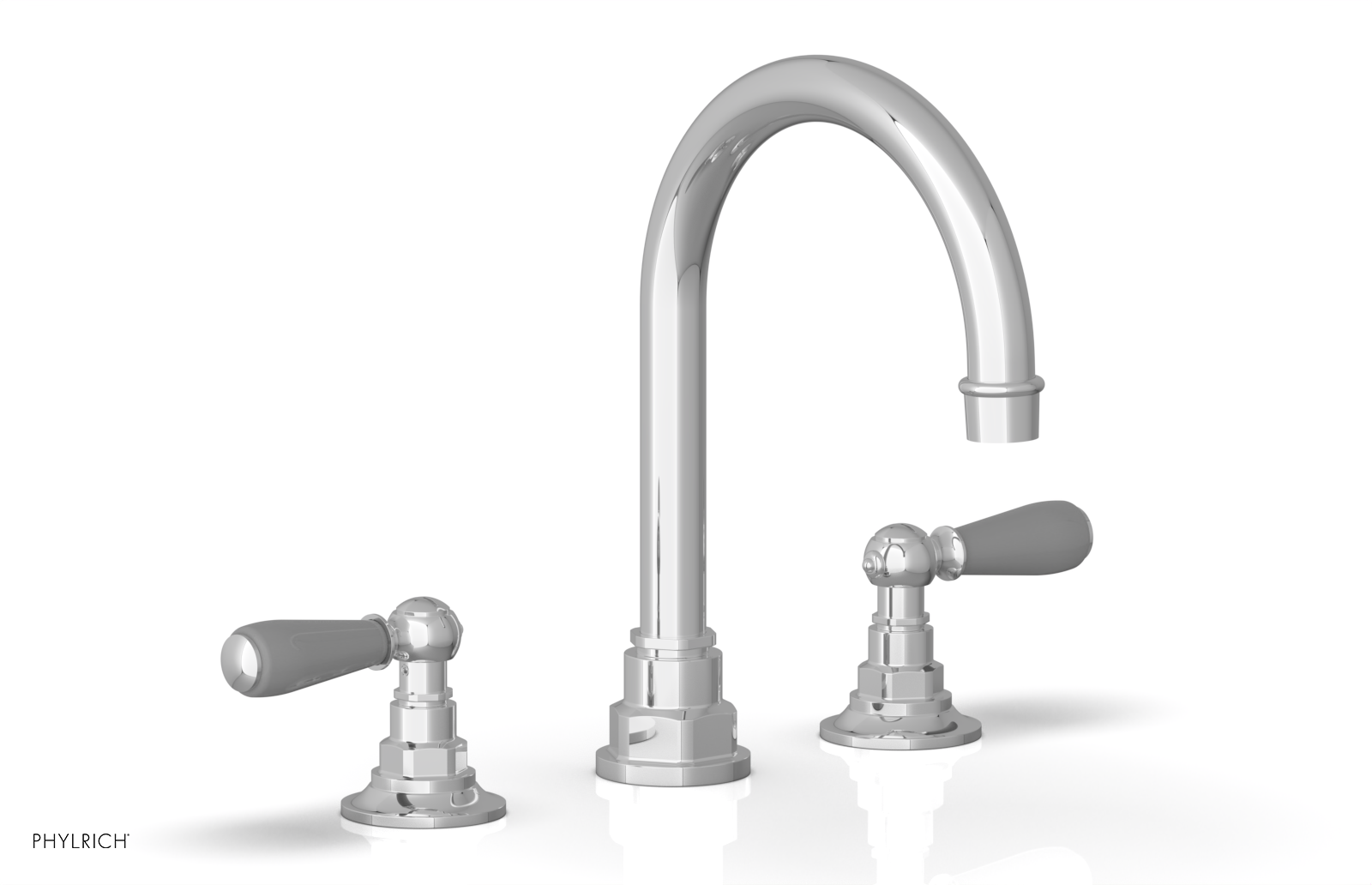 JAMESTOWN Widespread Faucet - High Spout - Lever Handle with "Grey" Accents 165-04 — thumbnail 2