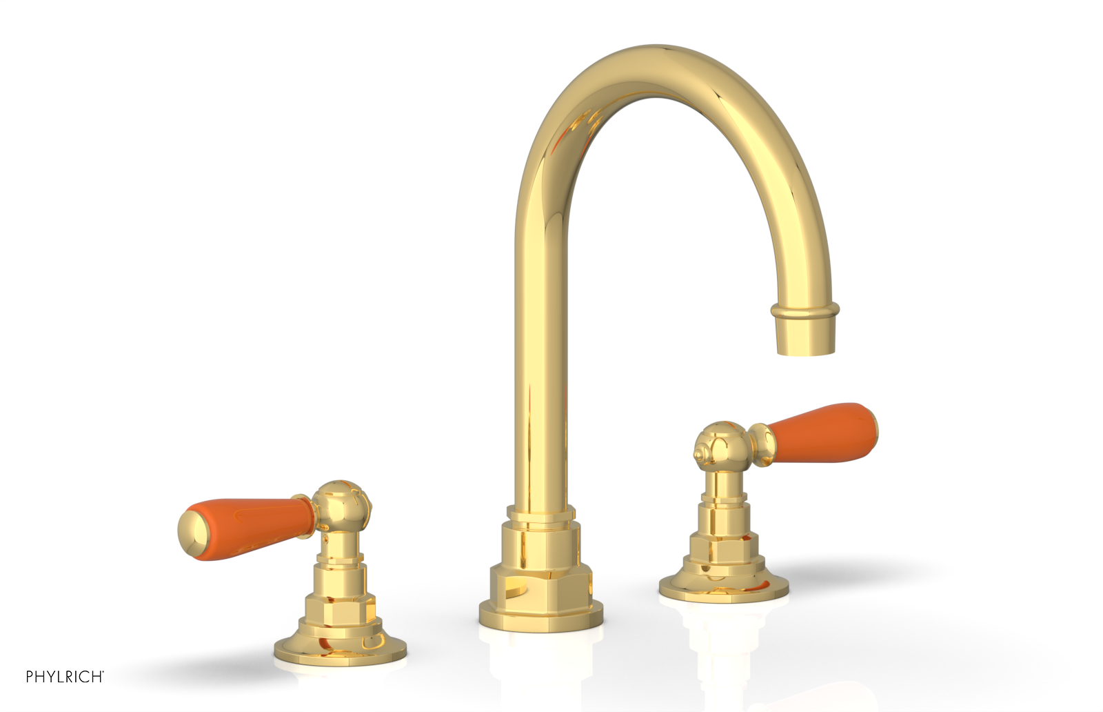 JAMESTOWN Widespread Faucet - High Spout - Lever Handle with "Orange" Accents 165-04 — image 1
