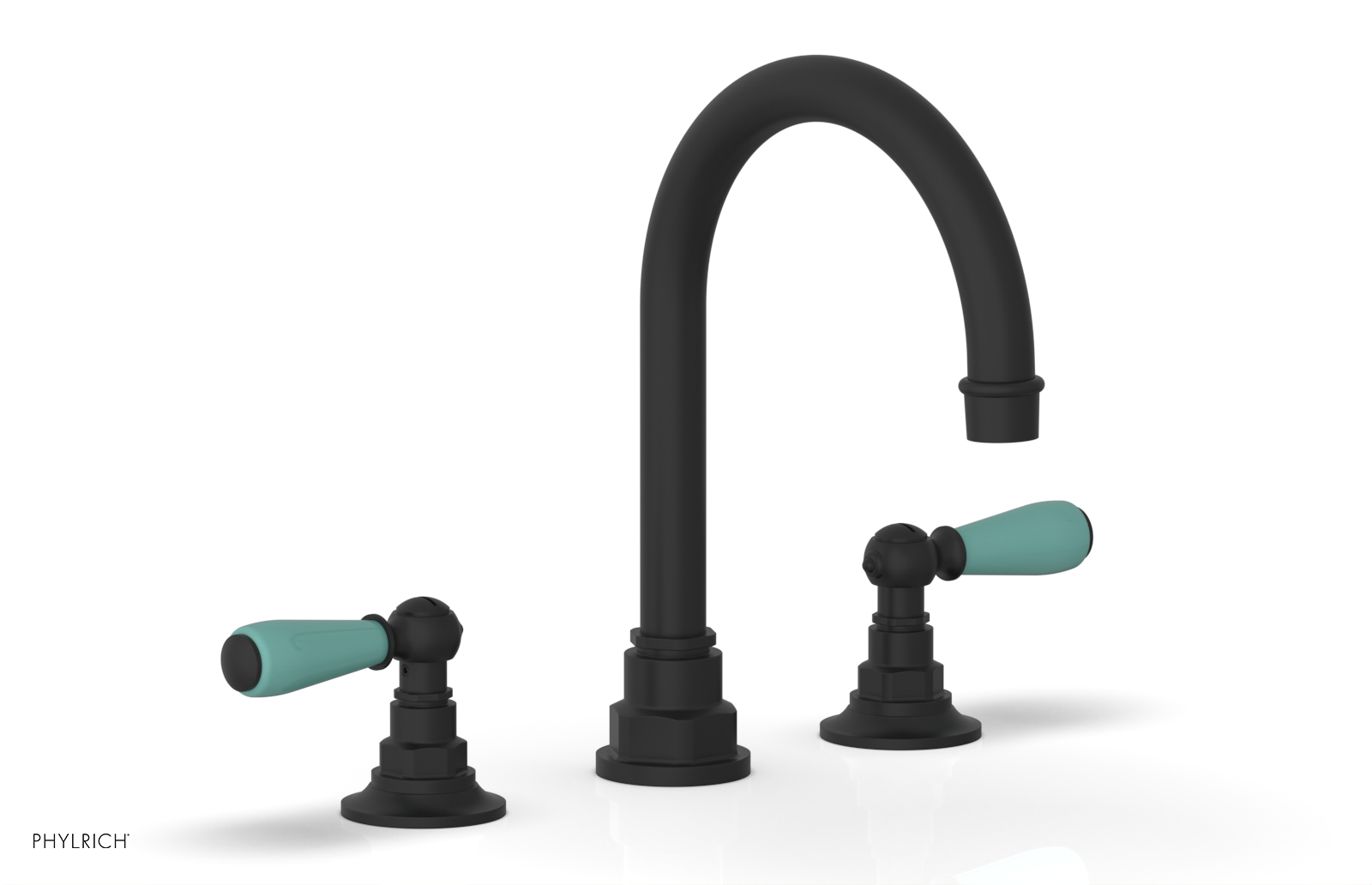 JAMESTOWN Widespread Faucet - High Spout - Lever Handle with "Turqoise" Accents 165-04 — image 1