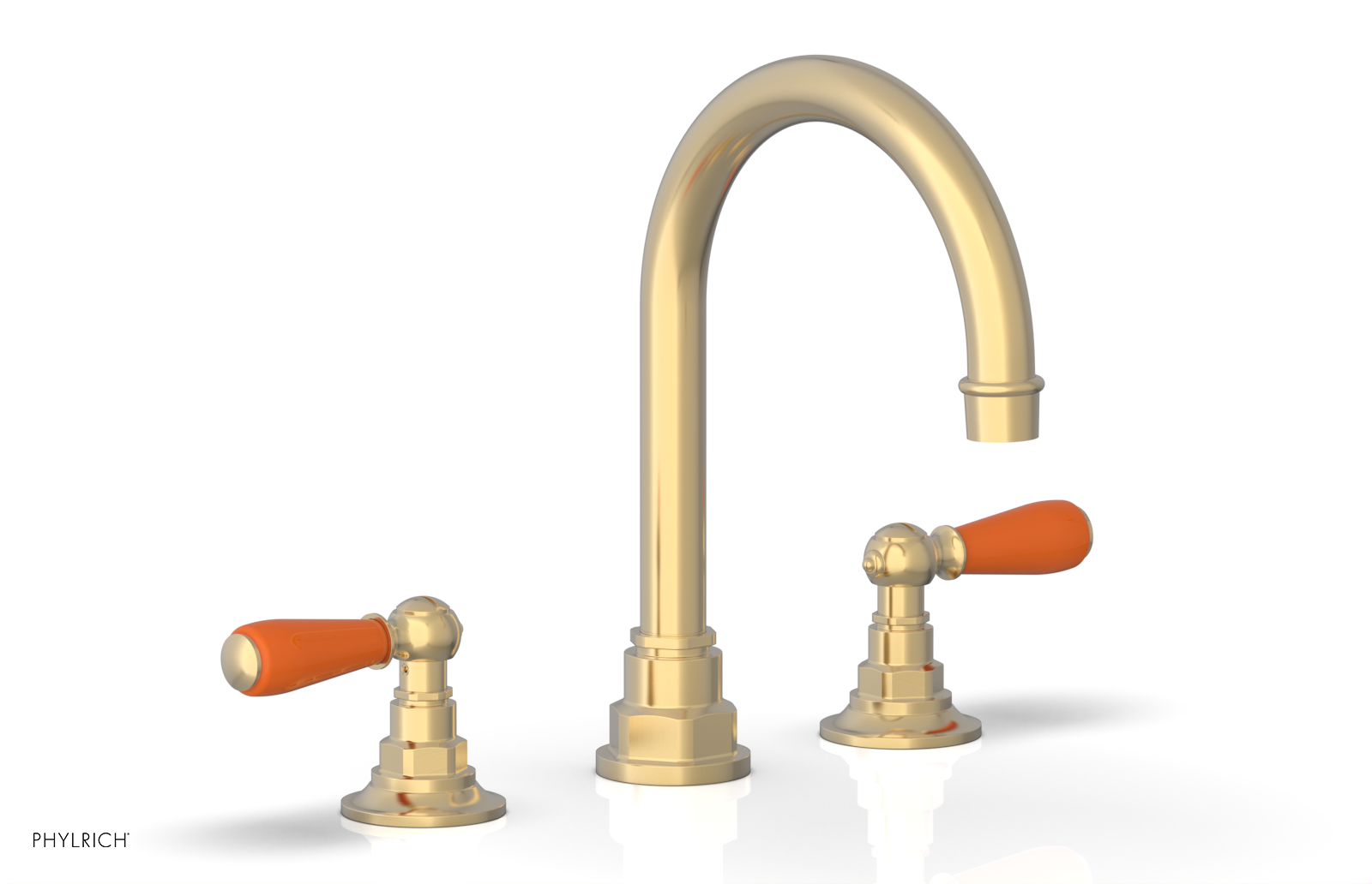 JAMESTOWN Widespread Faucet - High Spout - Lever Handle with "Orange" Accents 165-04 — image 1