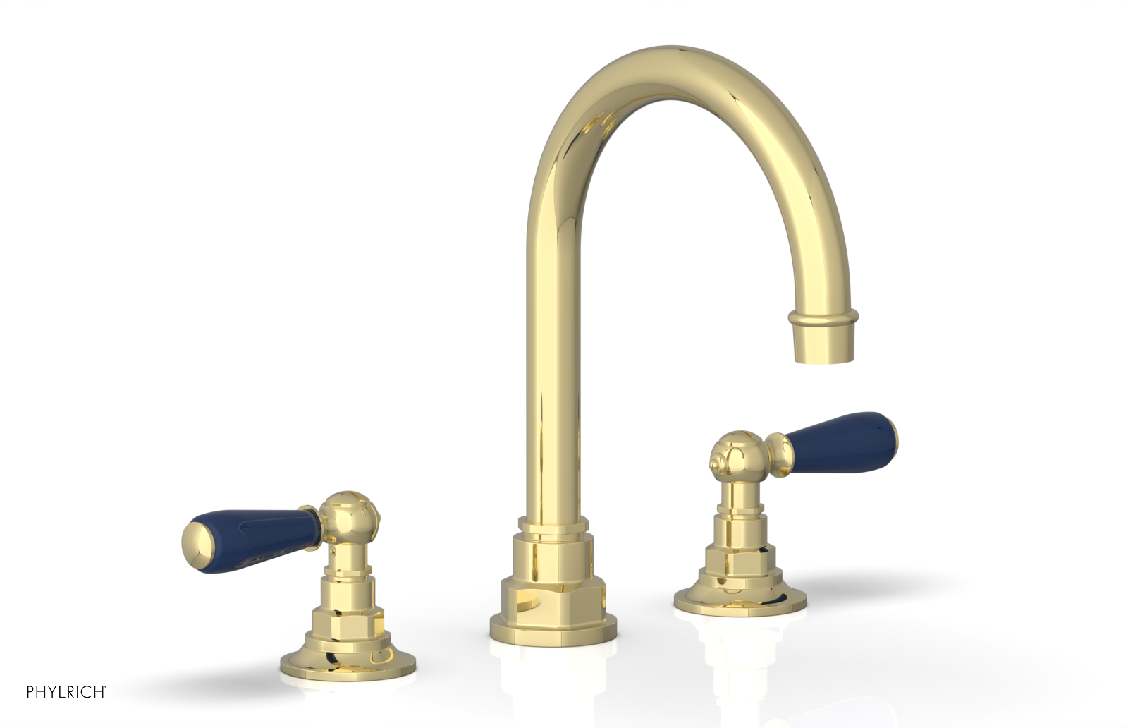 JAMESTOWN Widespread Faucet - High Spout - Lever Handle with "Navy Blue" Accents 165-04