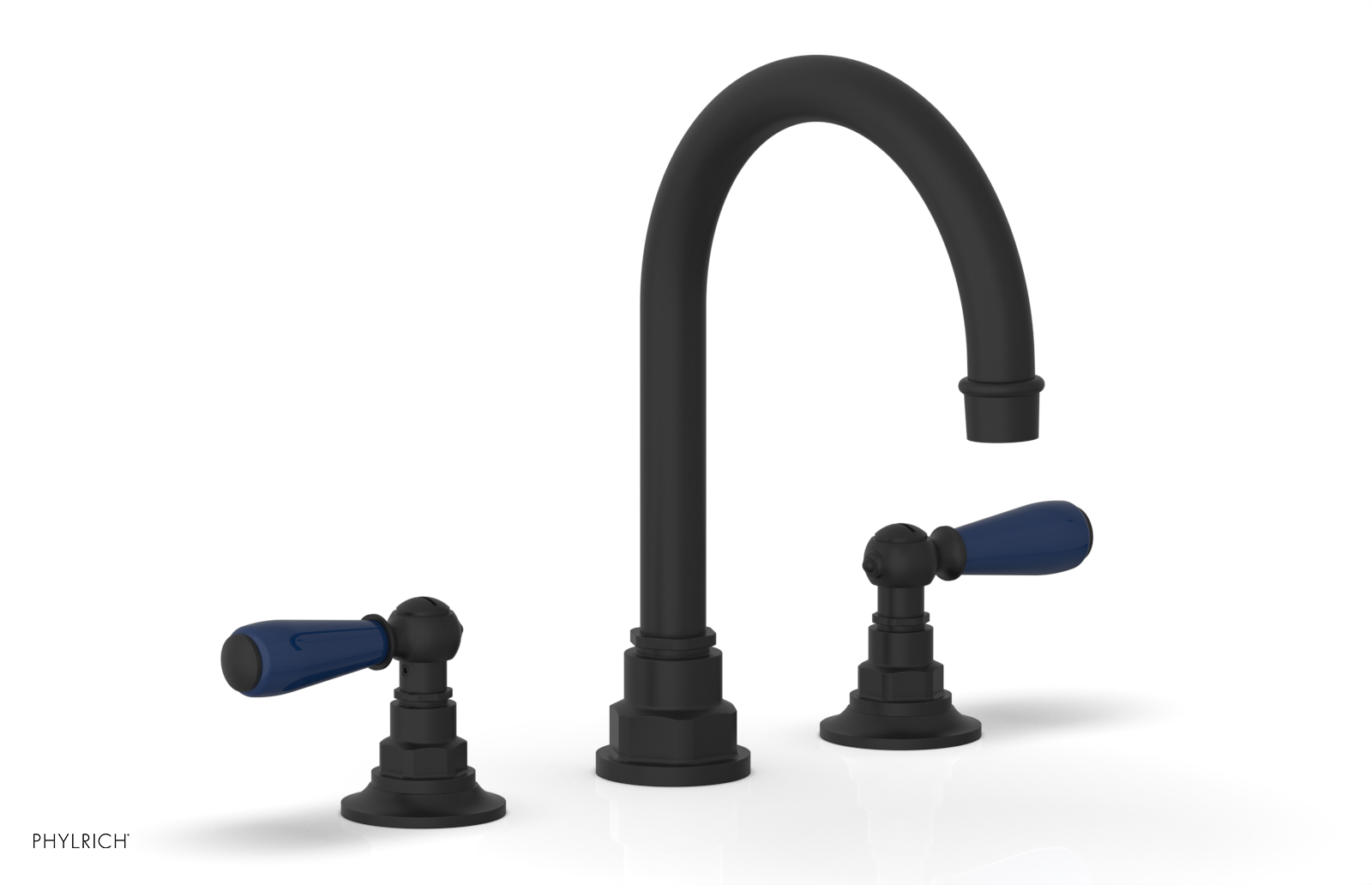 JAMESTOWN Widespread Faucet - High Spout - Lever Handle with "Navy Blue" Accents 165-04