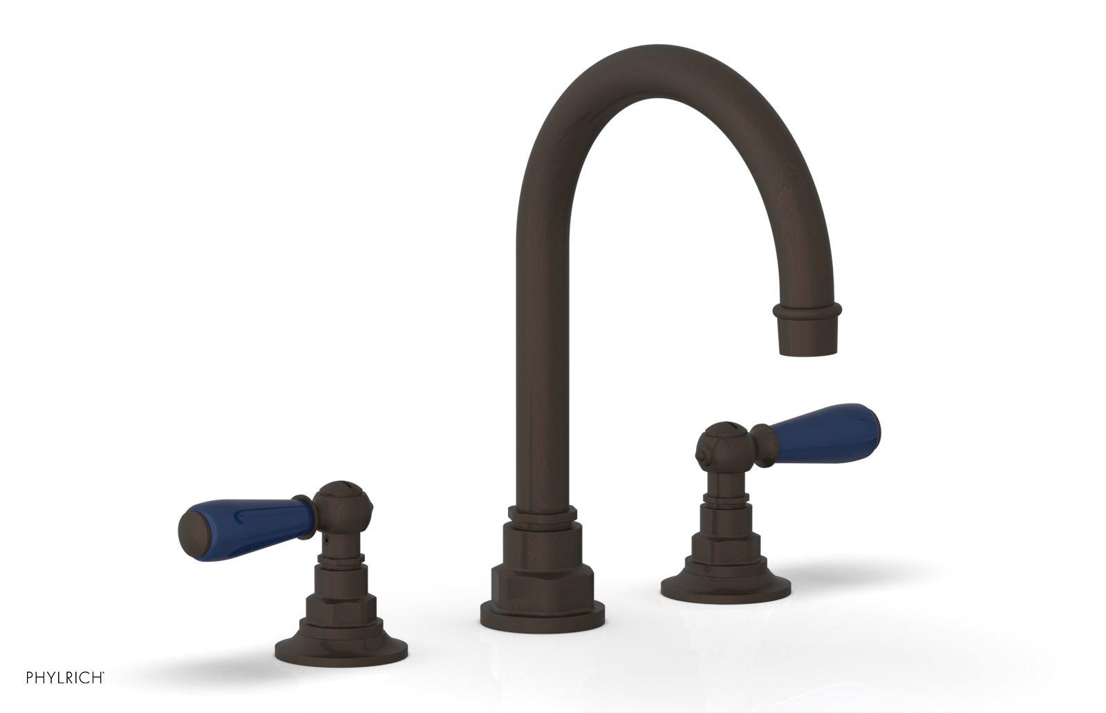 JAMESTOWN Widespread Faucet - High Spout - Lever Handle with "Navy Blue" Accents 165-04