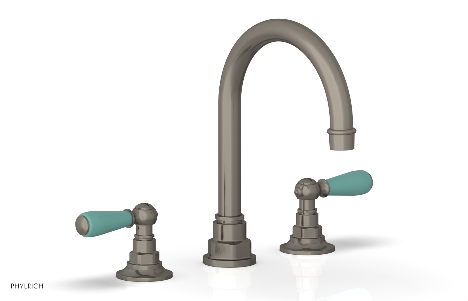 JAMESTOWN Widespread Faucet - High Spout - Lever Handle with "Turqoise" Accents 165-04