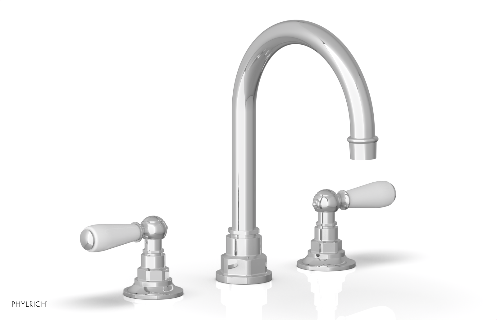 JAMESTOWN Widespread Faucet - High Spout - Lever Handle with "White" Accents 165-04 — thumbnail 2