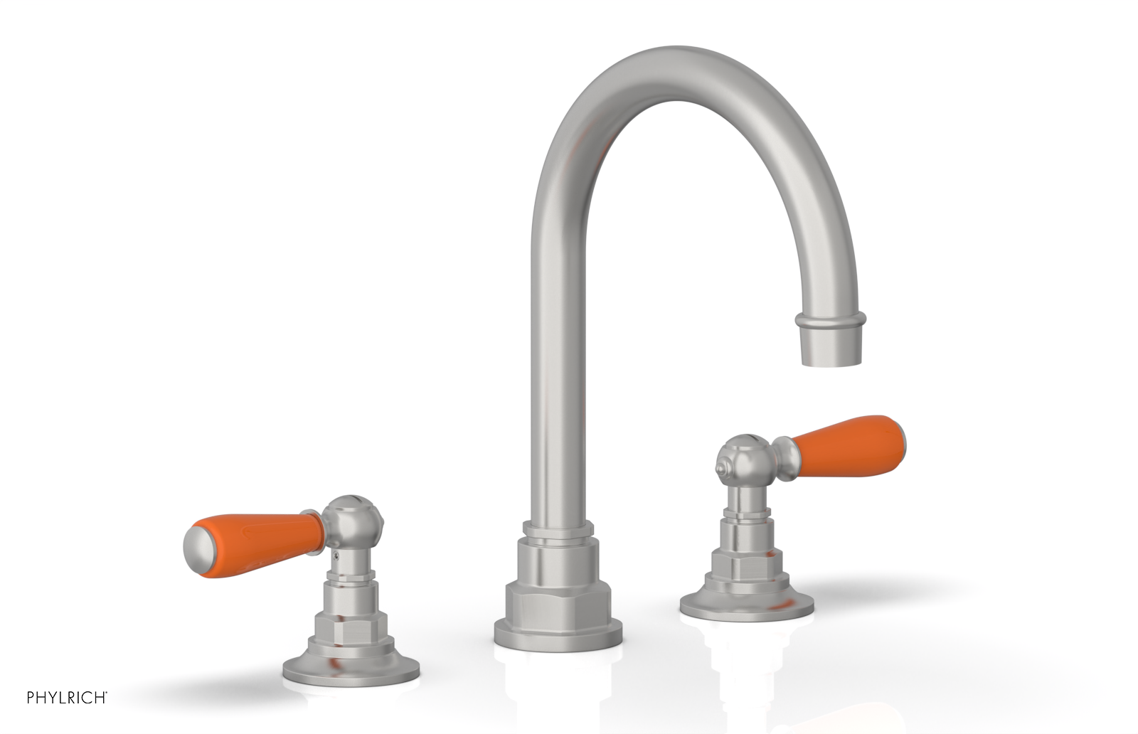 JAMESTOWN Widespread Faucet - High Spout - Lever Handle with "Orange" Accents 165-04