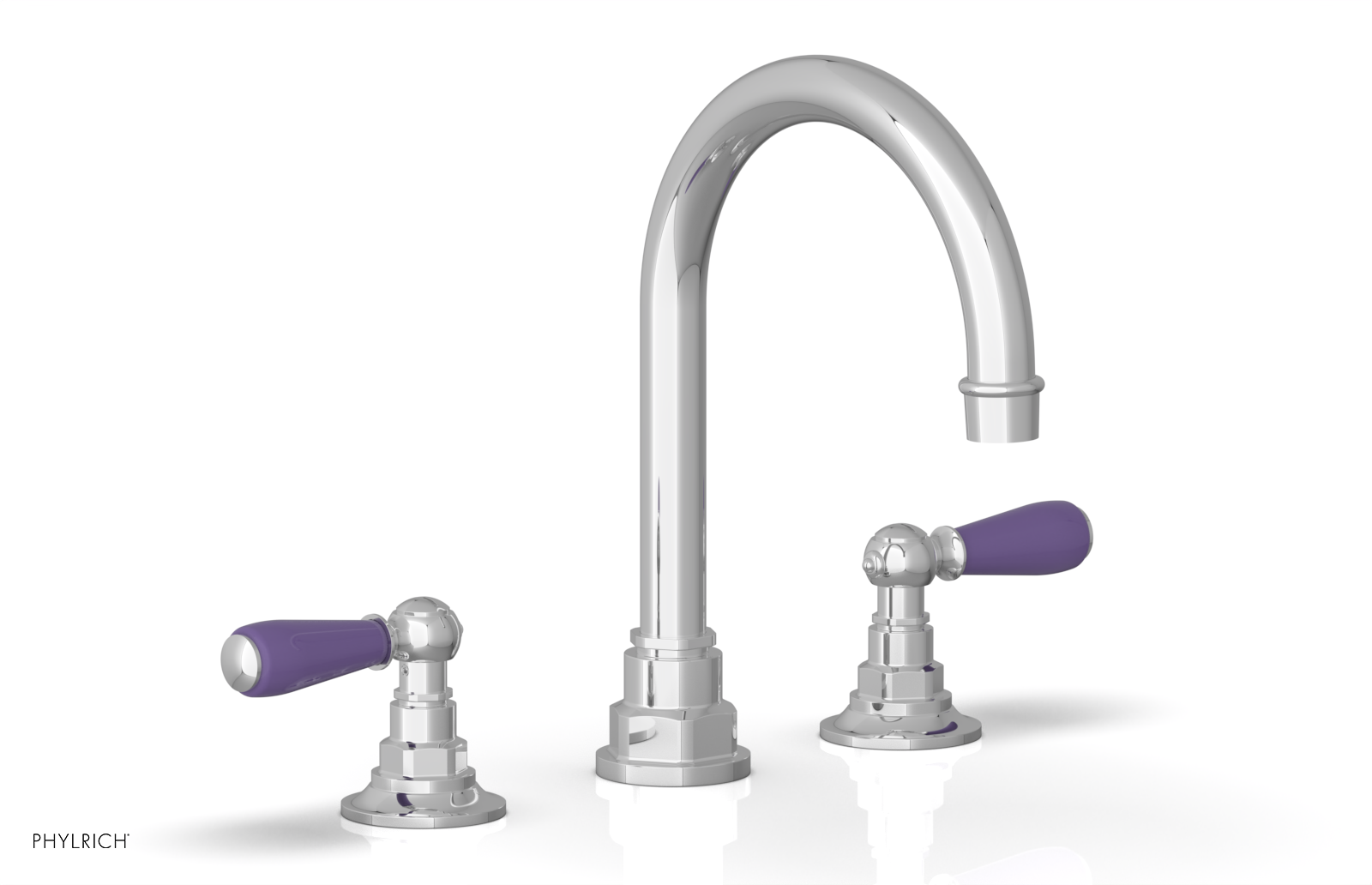 JAMESTOWN Widespread Faucet - High Spout - Lever Handle with "Purple" Accents 165-04 — thumbnail 2