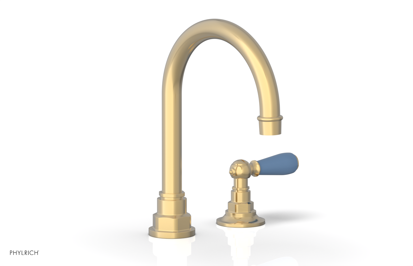 JAMESTOWN Single Handle Faucet - High Spout - Lever Handle with "Light Blue" Accents 165-06 — thumbnail 3