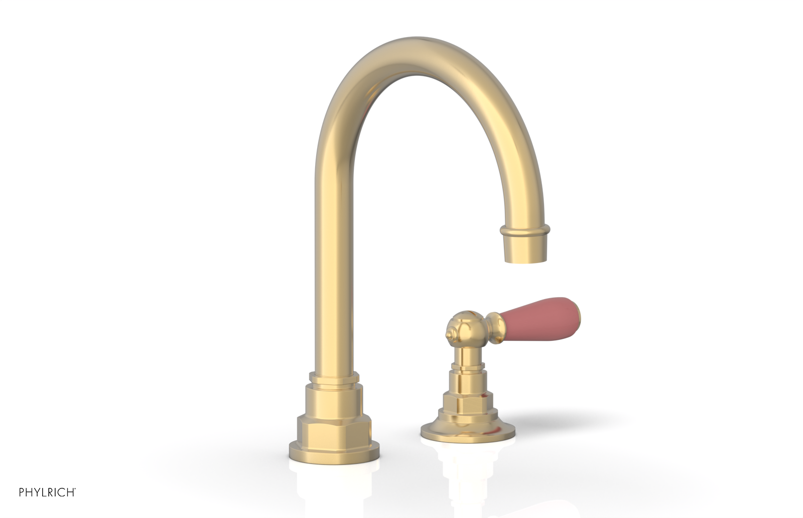 JAMESTOWN Single Handle Faucet - High Spout - Lever Handle with "Pink" Accents 165-06 — thumbnail 3